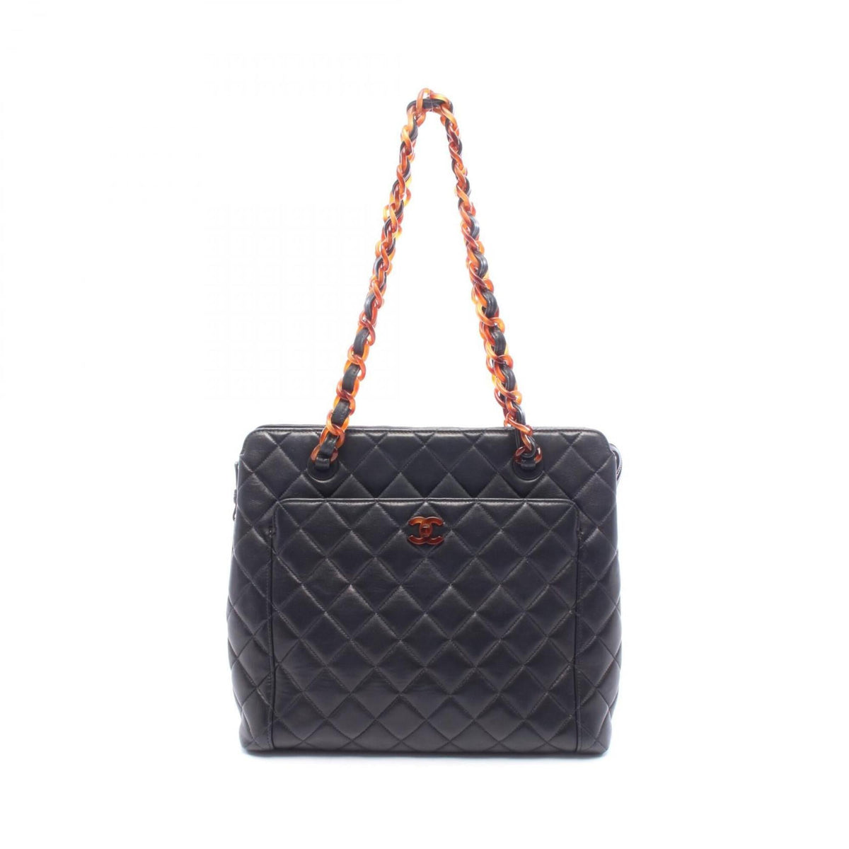 Chanel Black Leather Handbag Tote Bag (Pre-Owned)