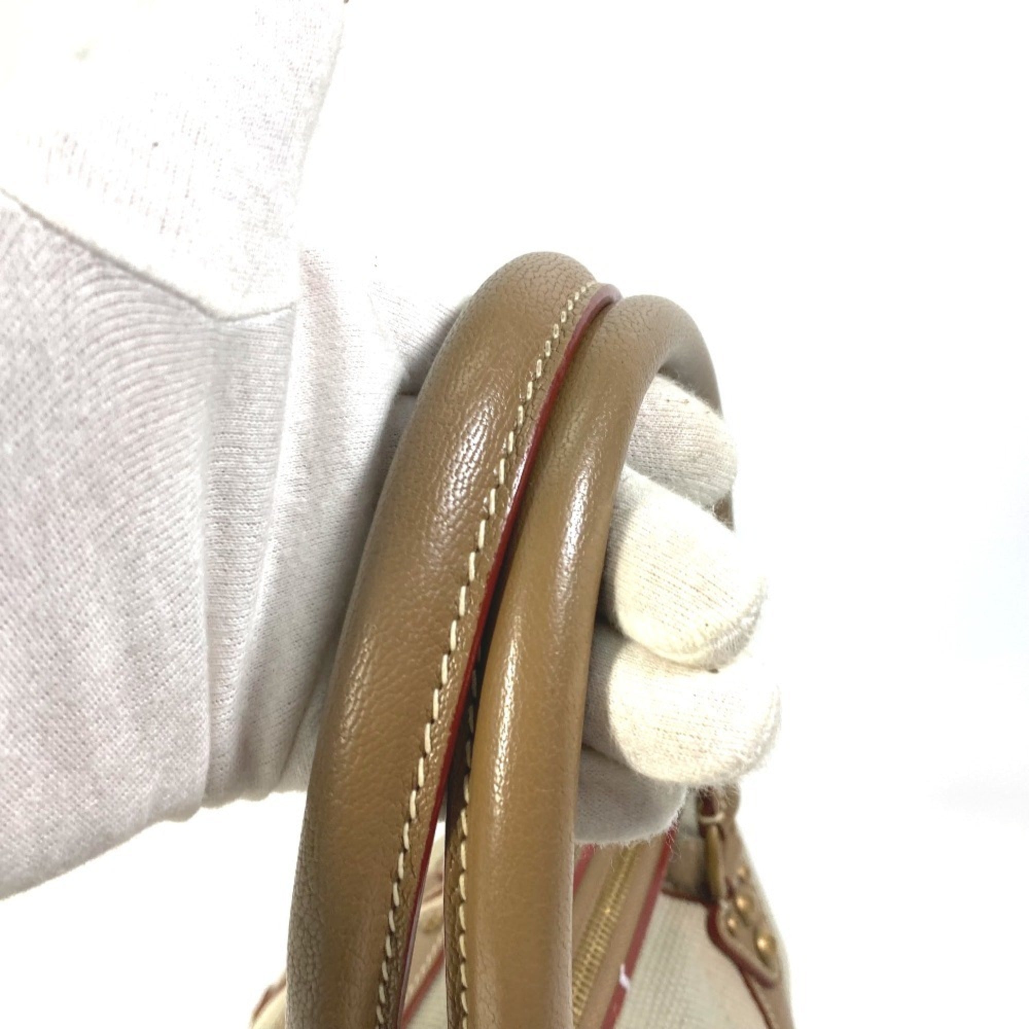 Louis Vuitton Beige Canvas Leather Handbag Shoulder Bag (Pre-Owned)