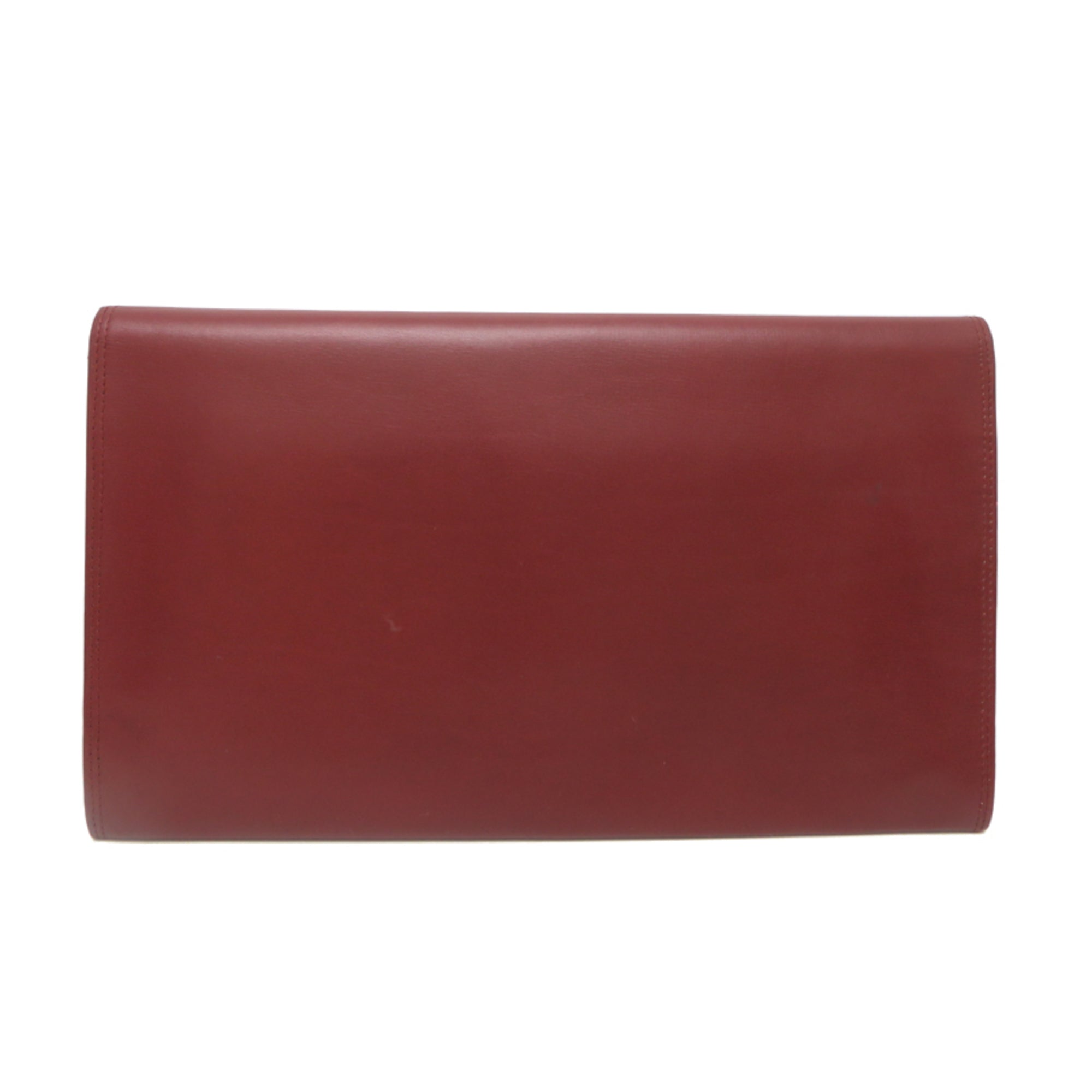 Cartier Bordeaux Red Color Leather Clutch Bag (Pre-Owned)