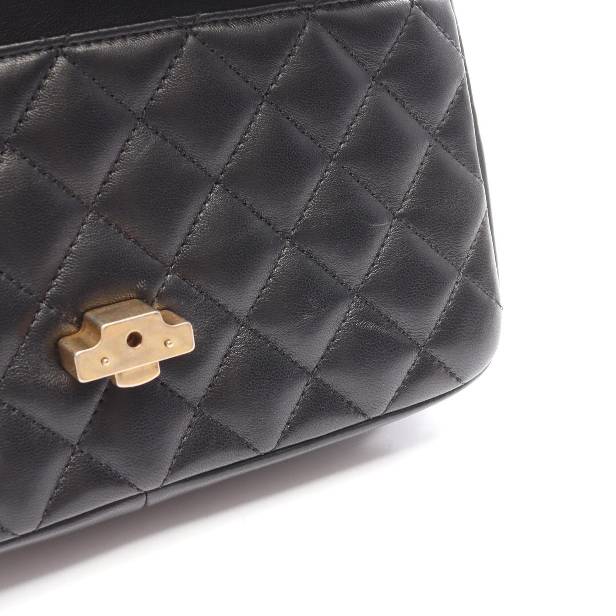 Chanel Black Leather Handbag Shoulder Bag (Pre-Owned)