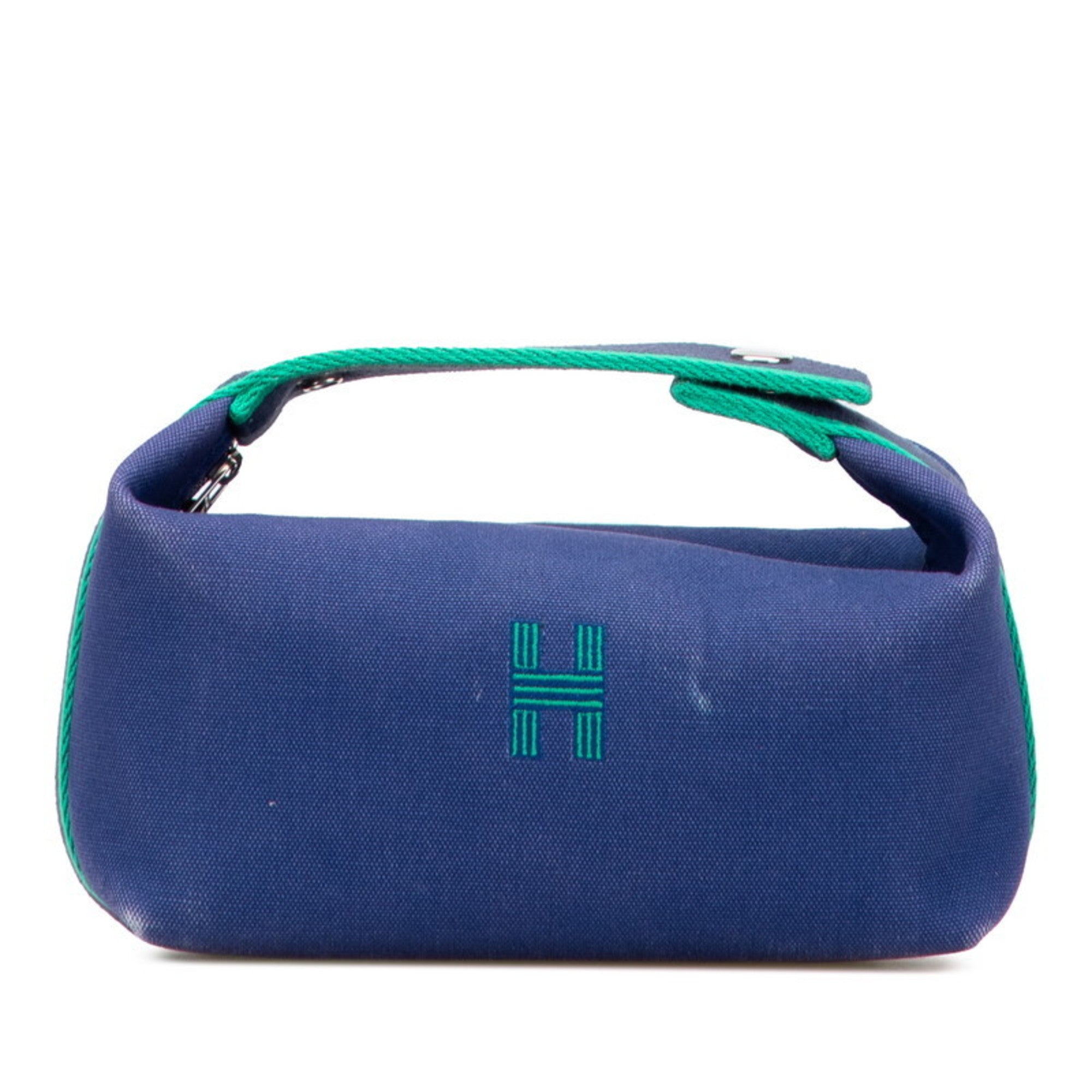 Hermes Black Blue Marine Cotton Handbag Pouch (Pre-Owned)