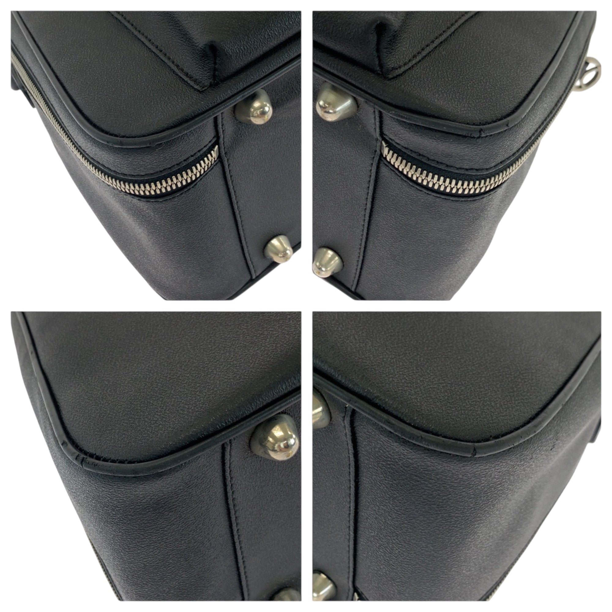Versace Black Leather Boston Bag Handbag (Pre-Owned)