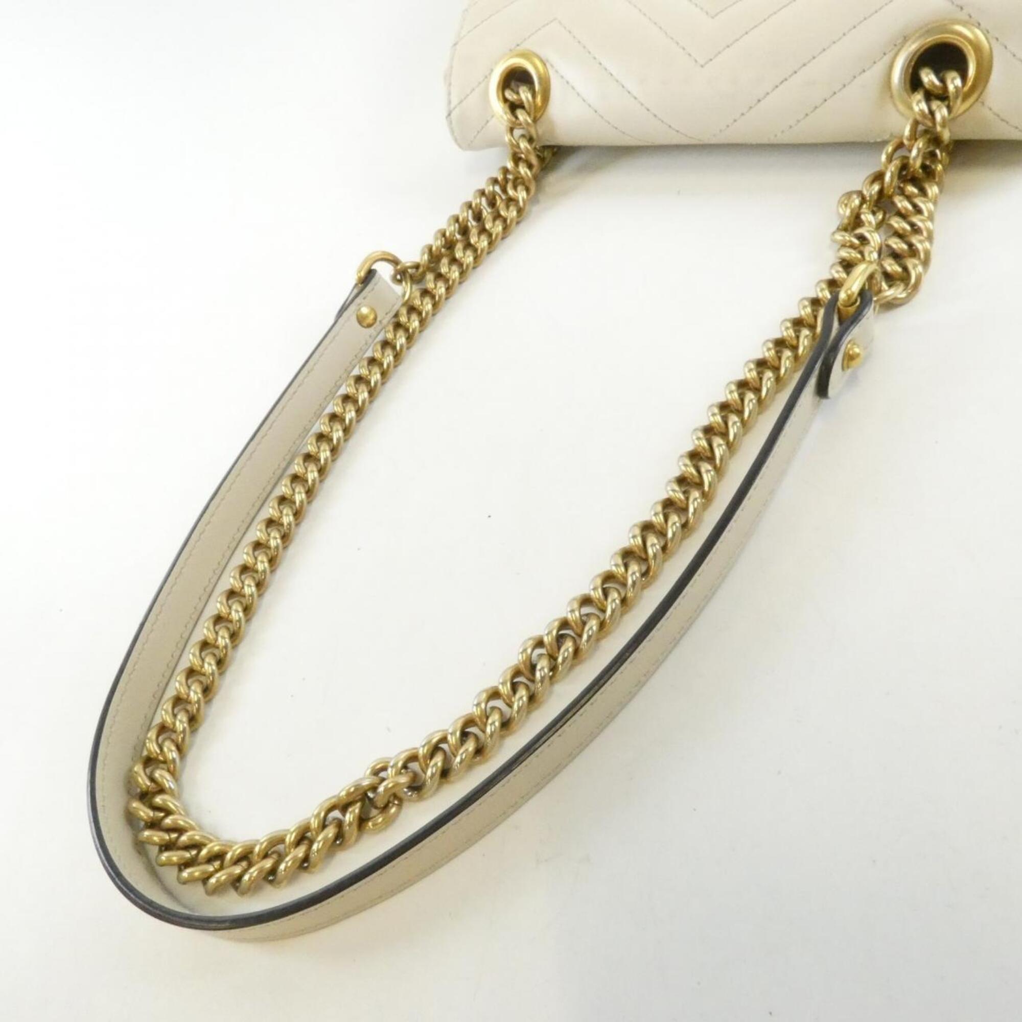 Gucci Gg Marmont White Leather Shoulder Bag (Pre-Owned)