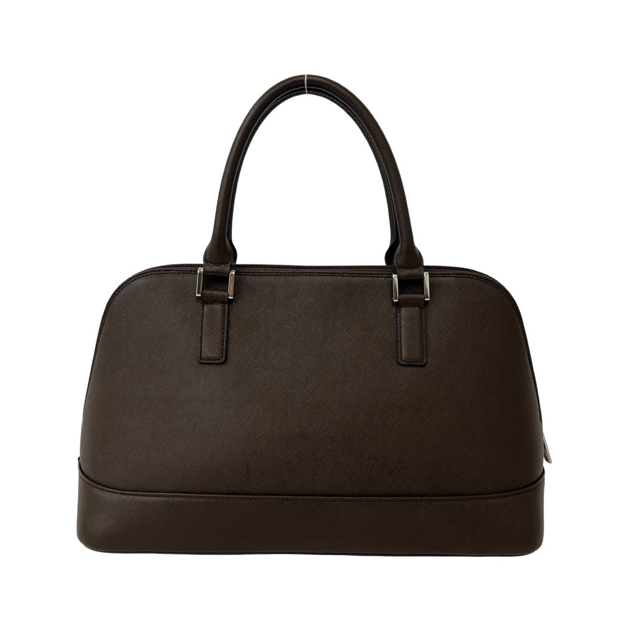 Burberry Brown Leather Boston Bag Handbag (Pre-Owned)