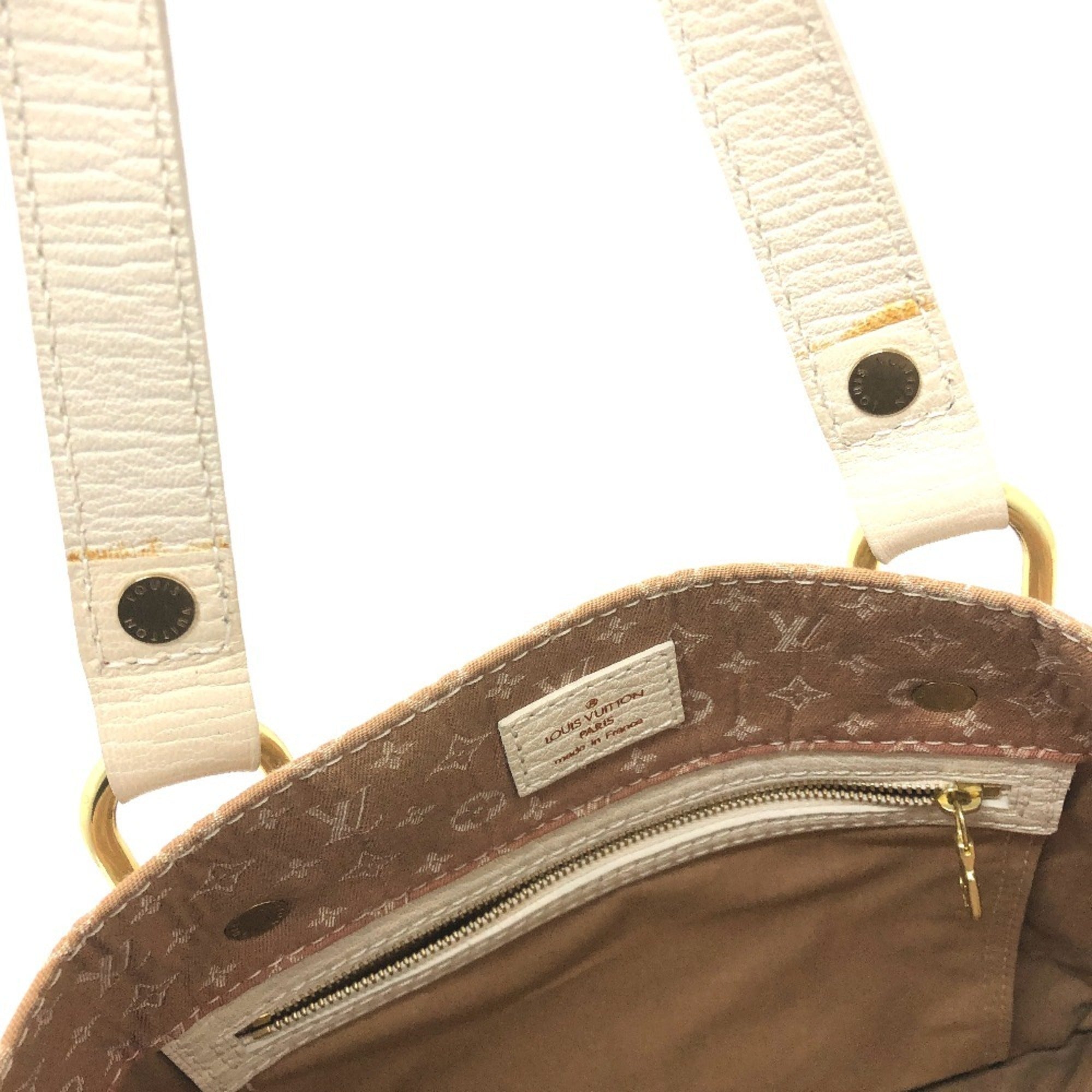 Louis Vuitton Beige Canvas Leather Shoulder Bag Tote Bag (Pre-Owned)