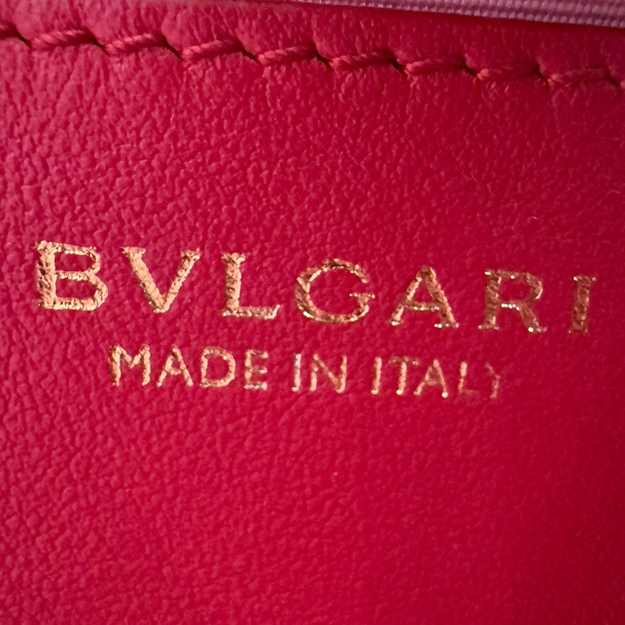 Bvlgari Red Color Leather Handbag Shoulder Bag (Pre-Owned)