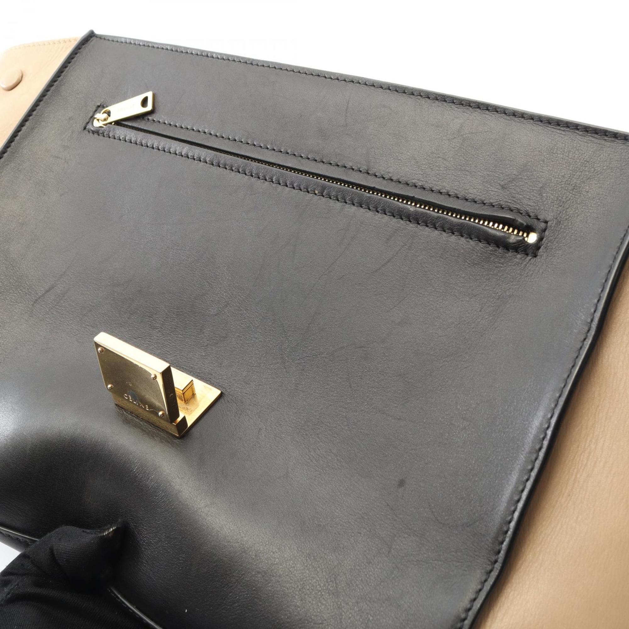 Celine Beige Black Blue Leather Handbag (Pre-Owned)