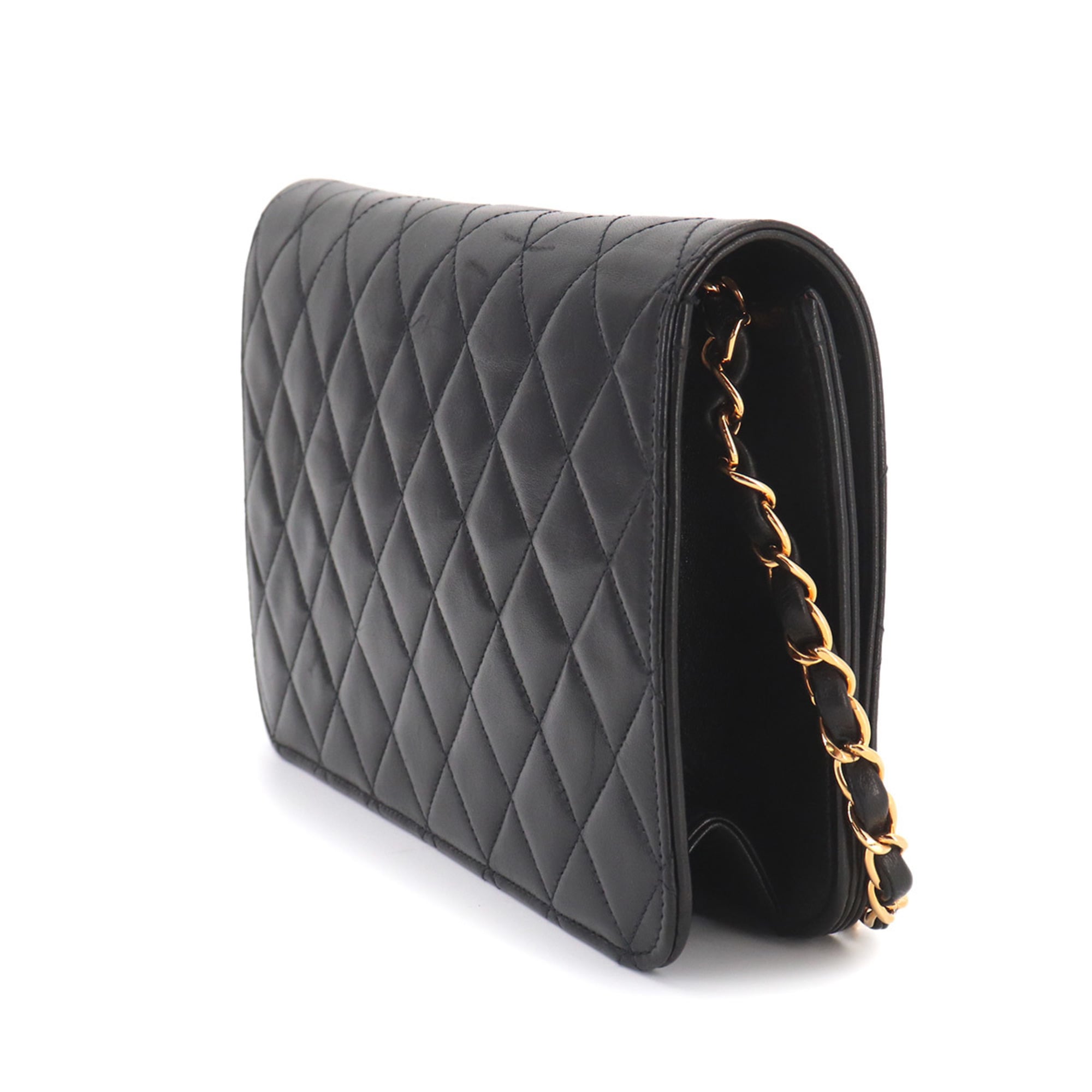 Chanel Black Leather Handbag Shoulder Bag (Pre-Owned)