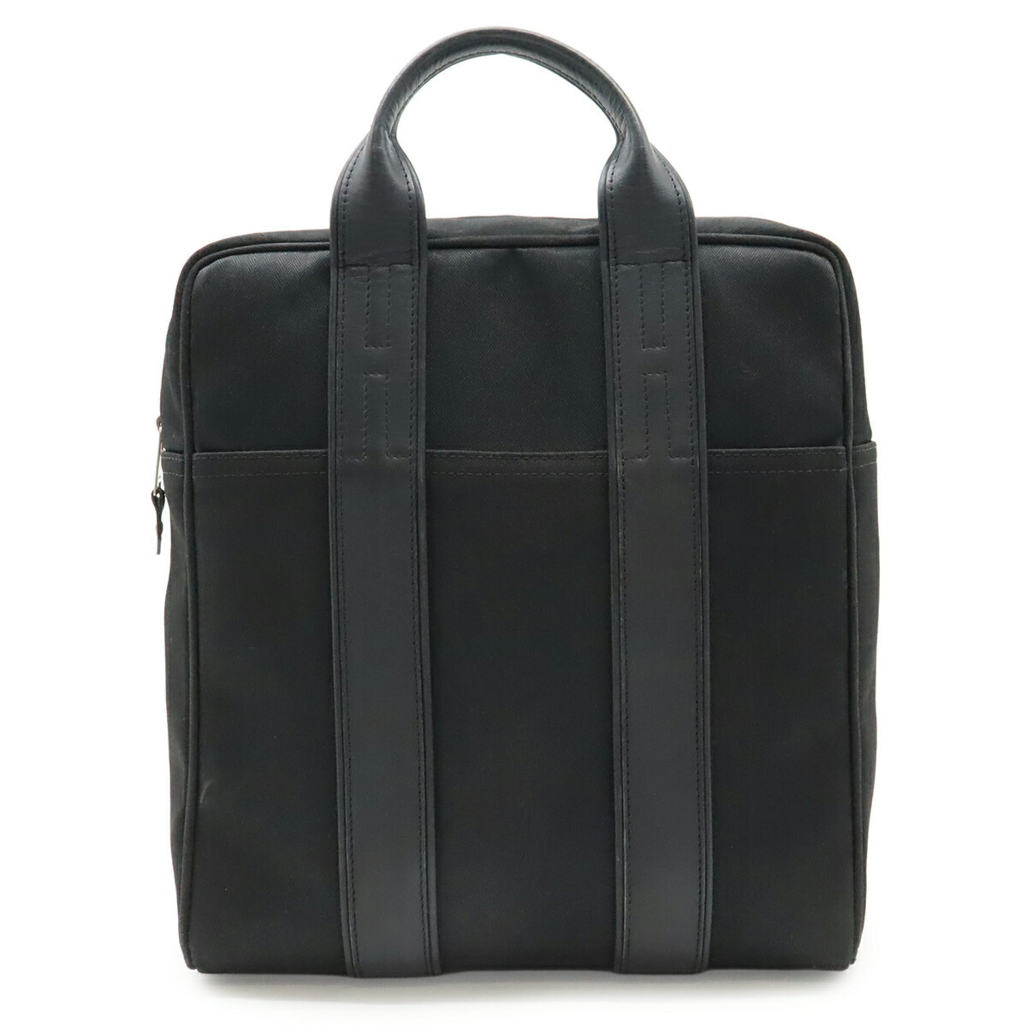Hermes Acapulco Black Toile Chevron Leather Backpack Tote Bag (Pre-Owned)