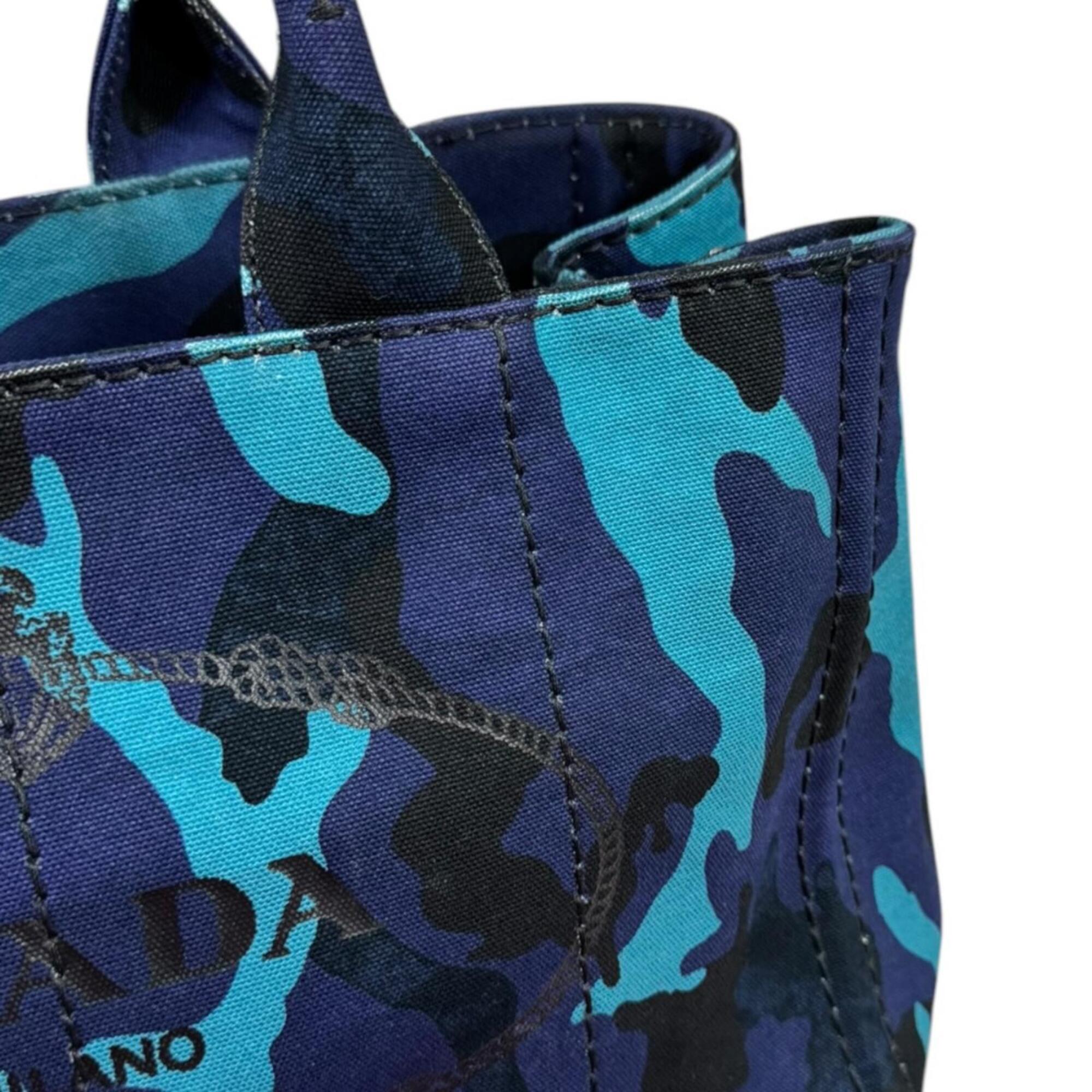 Prada Blue Camouflage Royal Canvas Handbag Shoulder Bag (Pre-Owned)