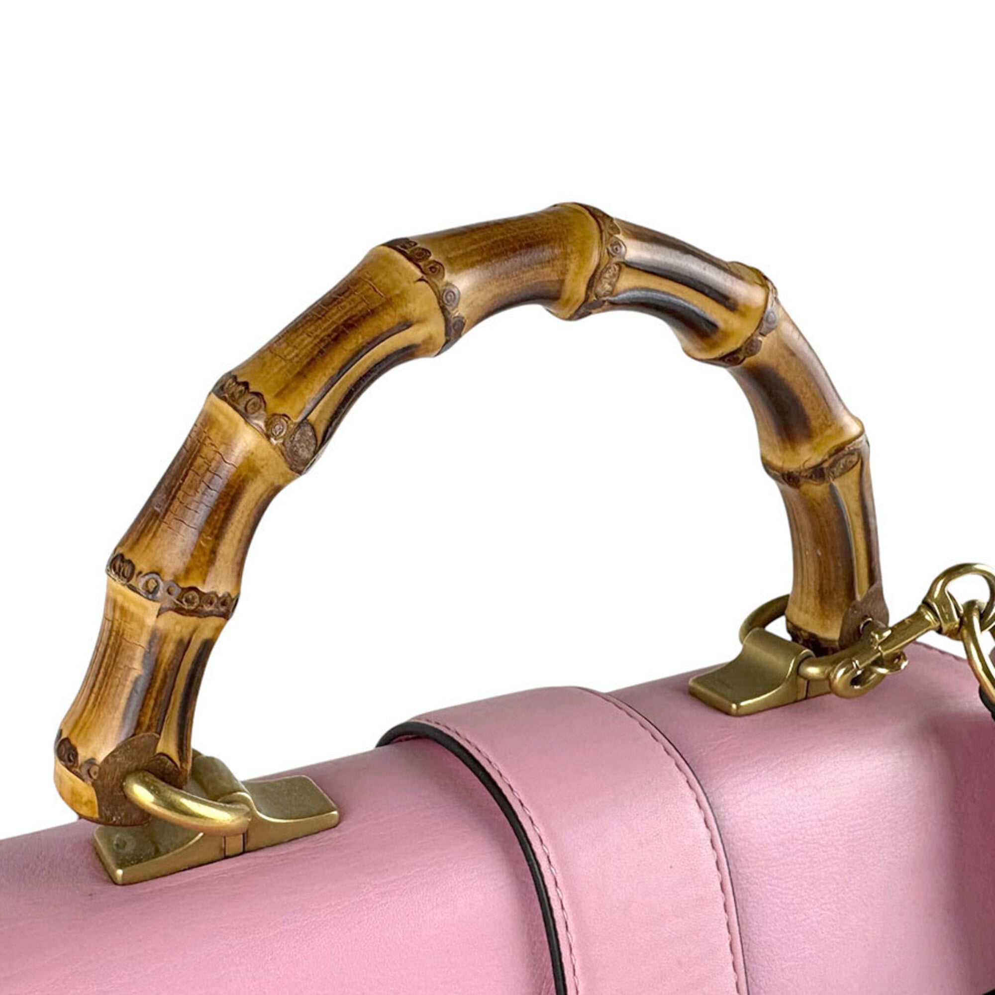 Gucci Navy Pink Red Color Leather Handbag Shoulder Bag (Pre-Owned)