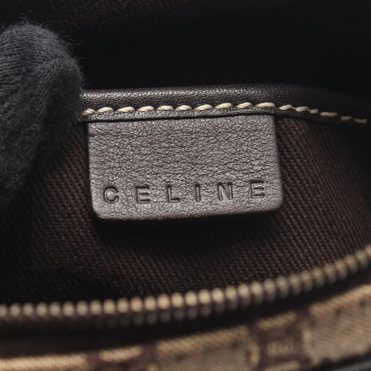 Celine Beige Brown Canvas Leather Handbag Shoulder Bag (Pre-Owned)