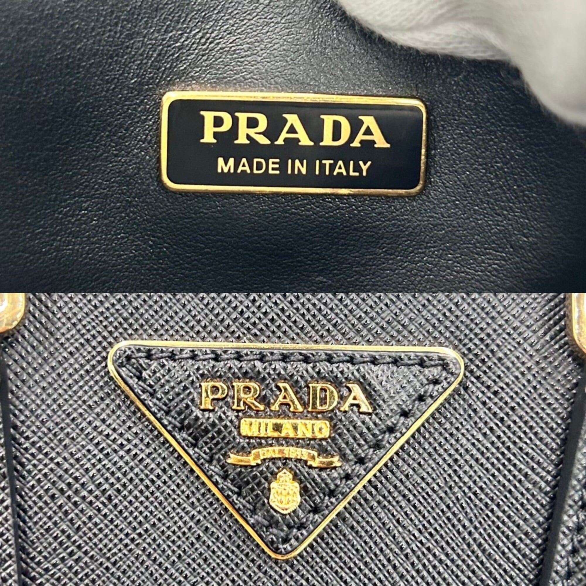 Prada Black Leather Handbag Shoulder Bag (Pre-Owned)
