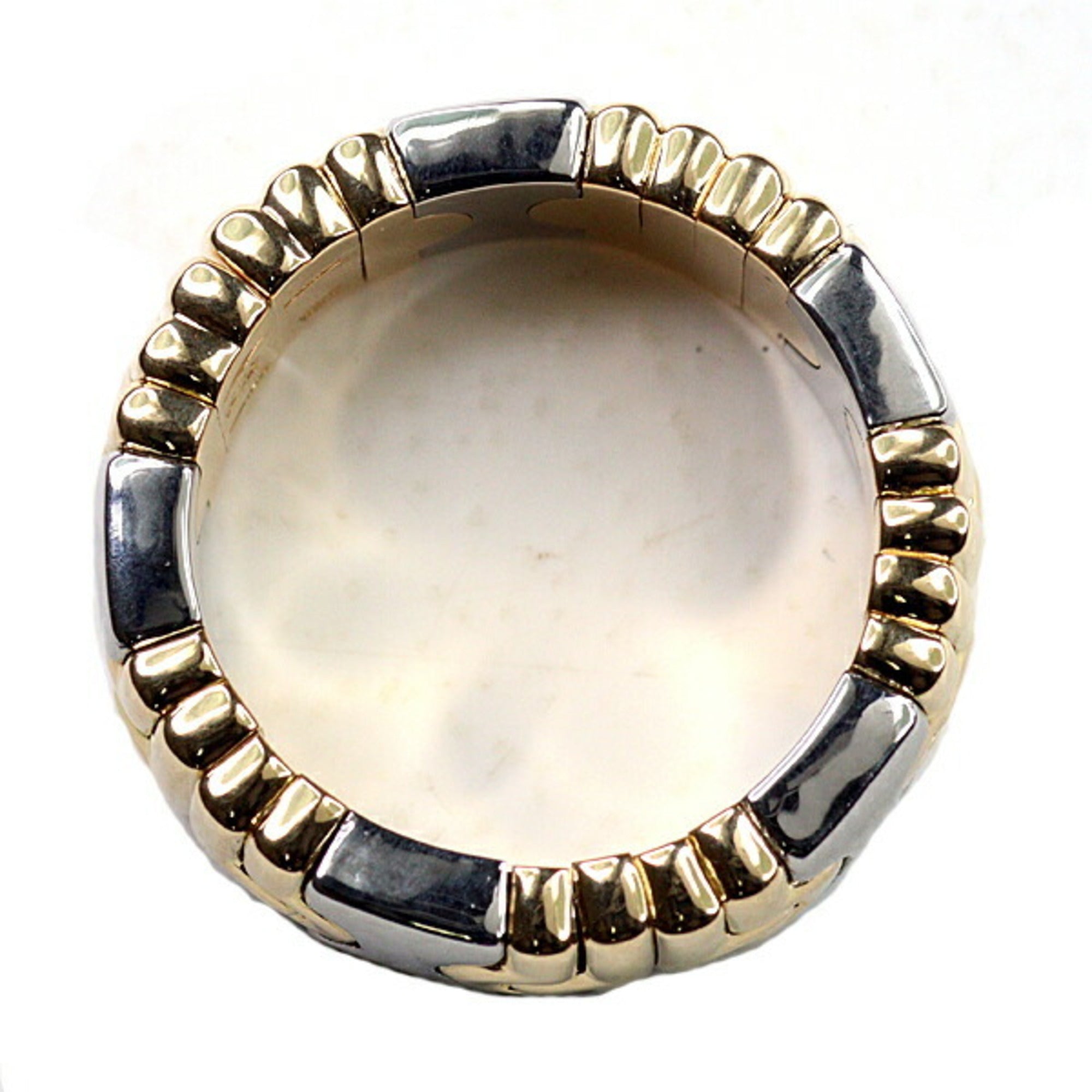 Bvlgari Silver Yellow Gold Yellow Gold (18K) Sterling Silver Band Ring (Pre-Owned)