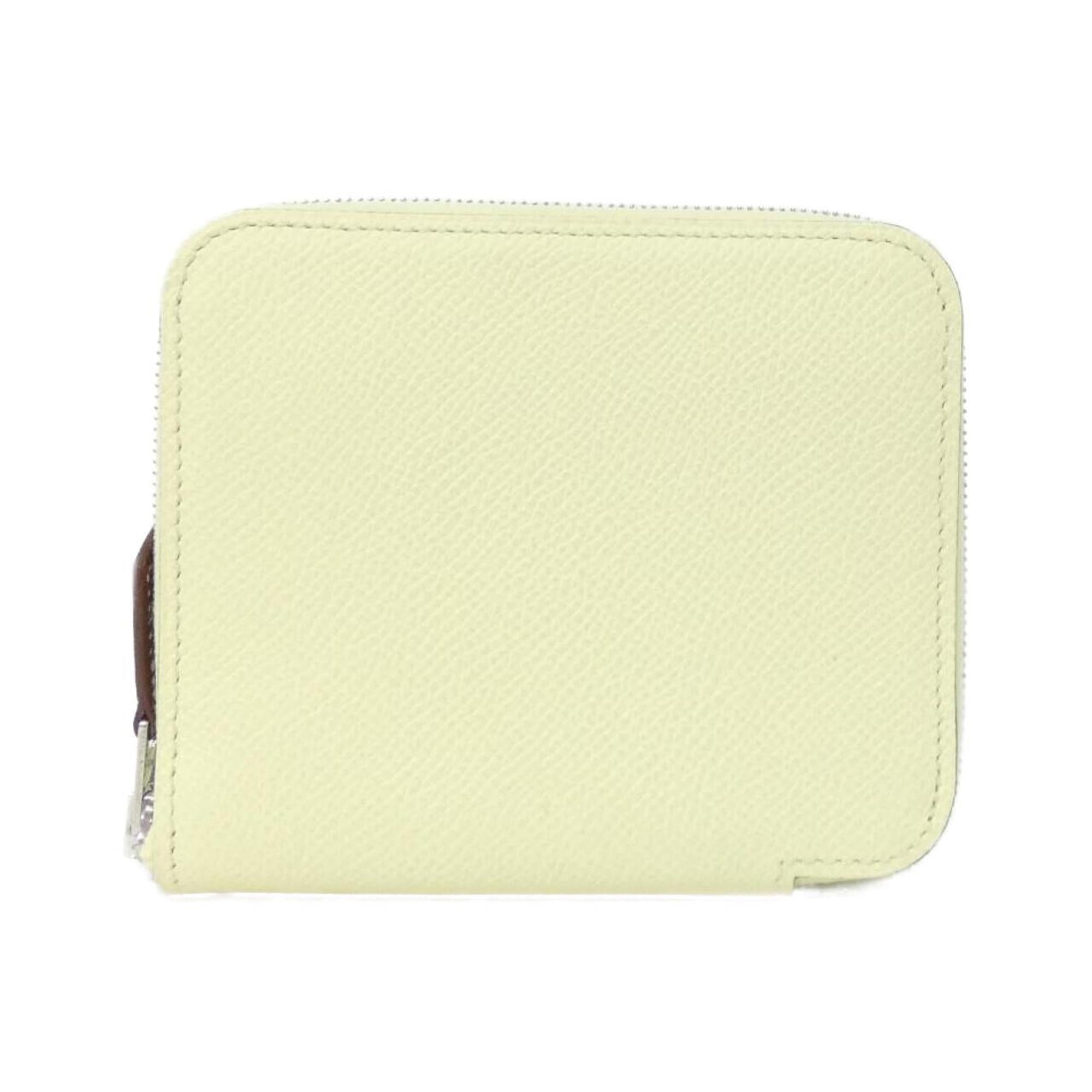 Hermes Beige Jaune Epsom Leather Silk Wallet (Bi-Fold) (Pre-Owned)