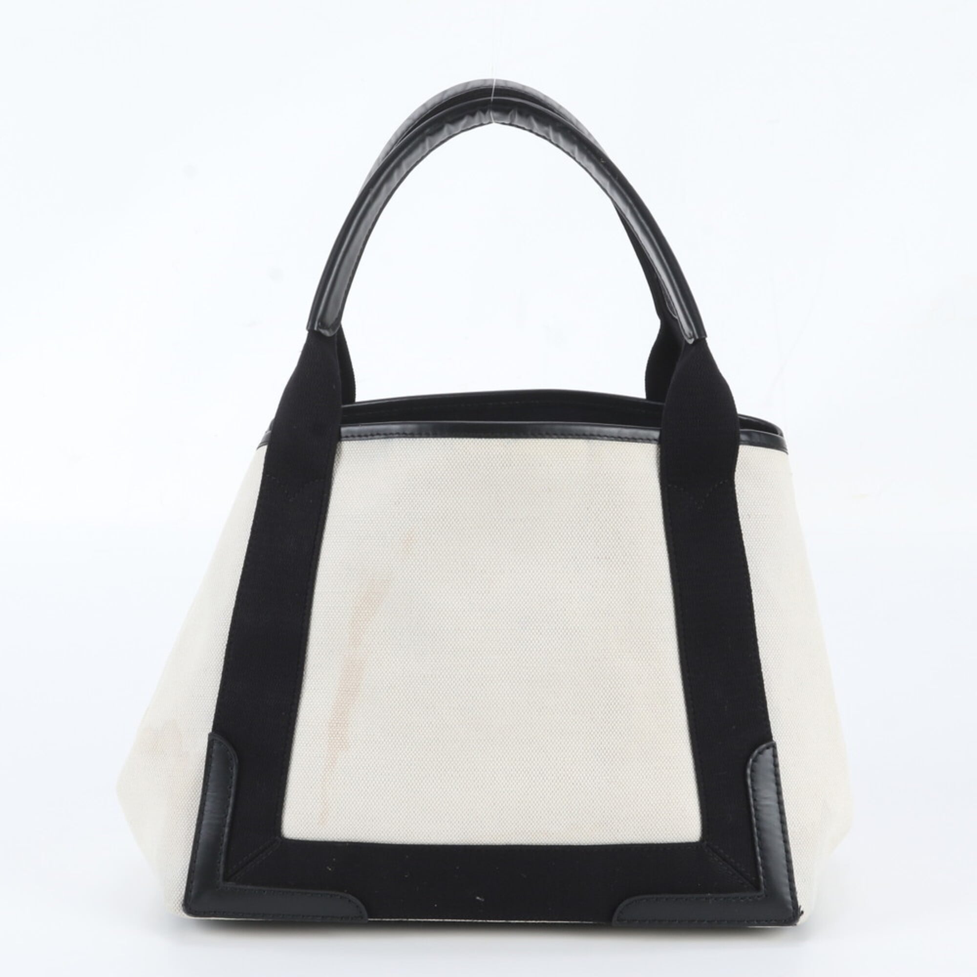 Balenciaga Black White Leather Canvas Handbag Shoulder Bag Tote Bag (Pre-Owned)