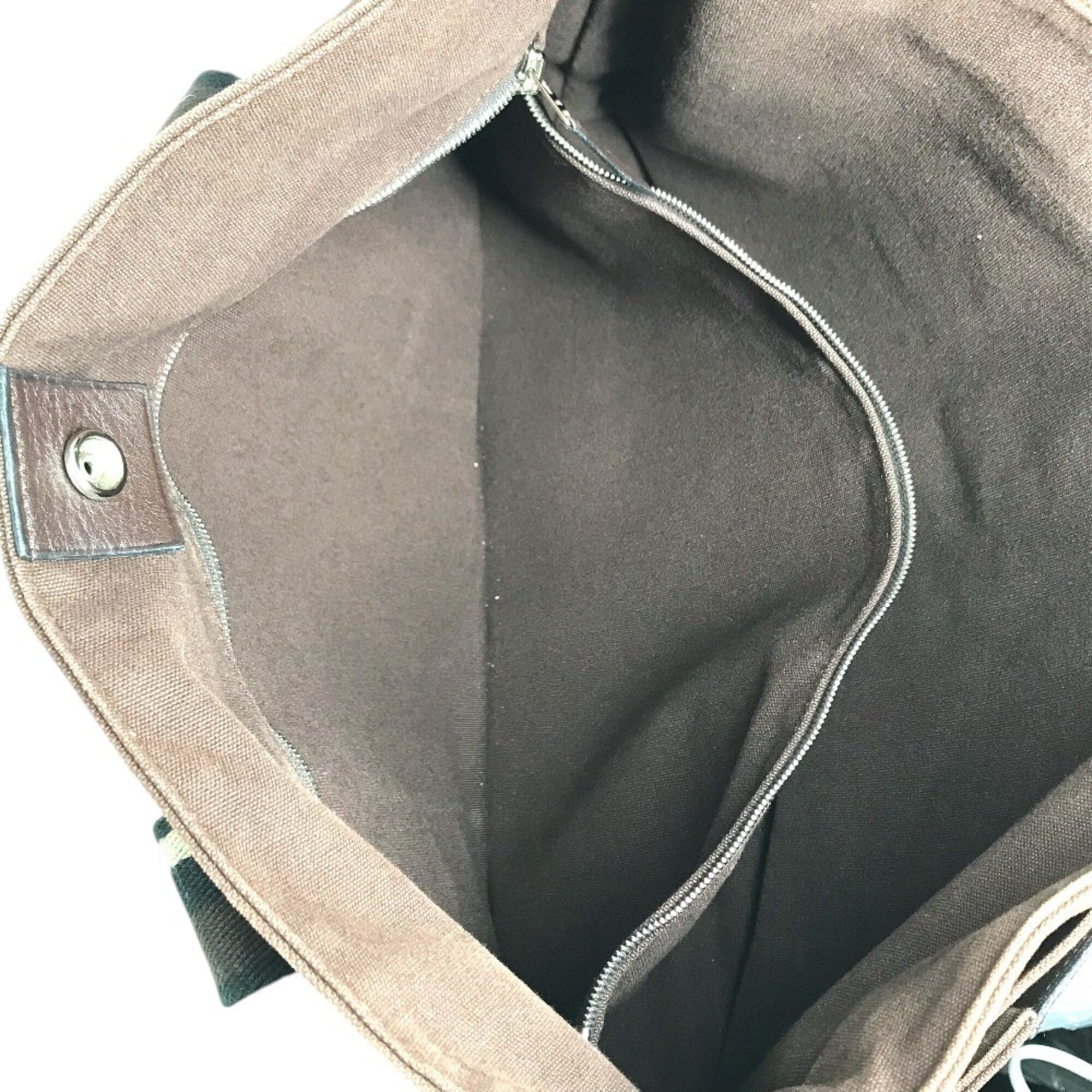 Hermes Brown Canvas Handbag Shoulder Bag Tote Bag (Pre-Owned)