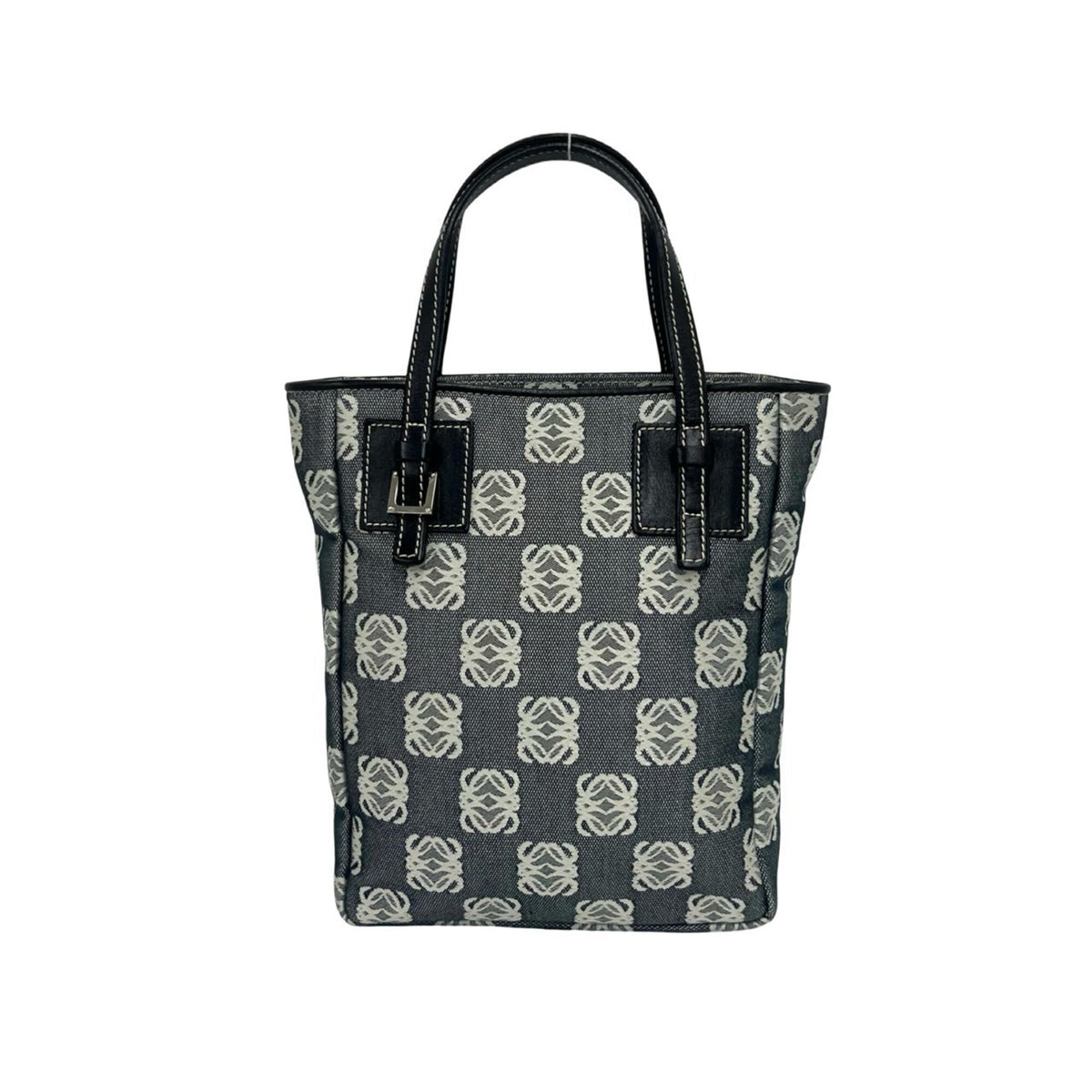 Loewe Black Gray Canvas Leather Handbag Tote Bag (Pre-Owned)