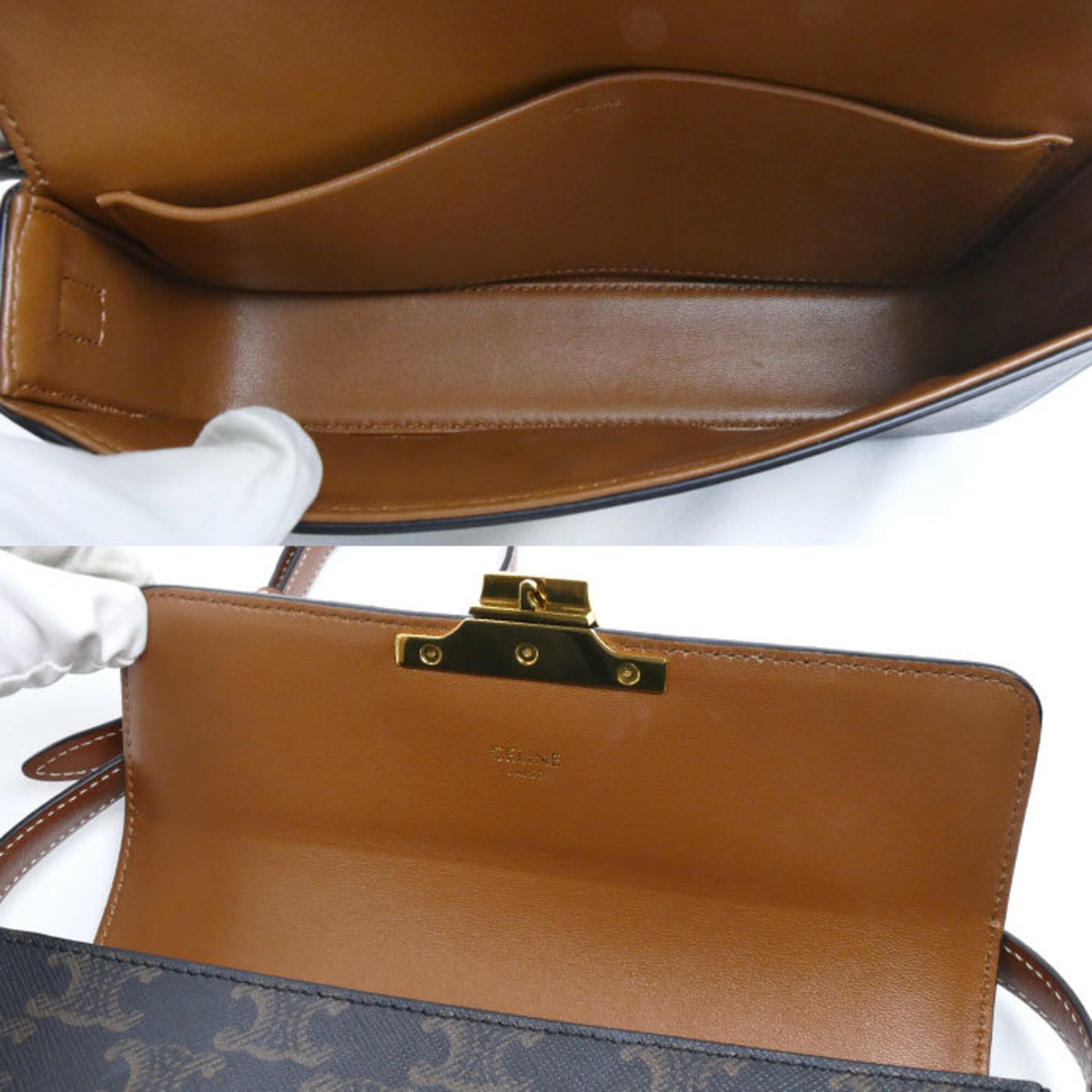 Celine Brown Canvas Shoulder Bag (Pre-Owned)