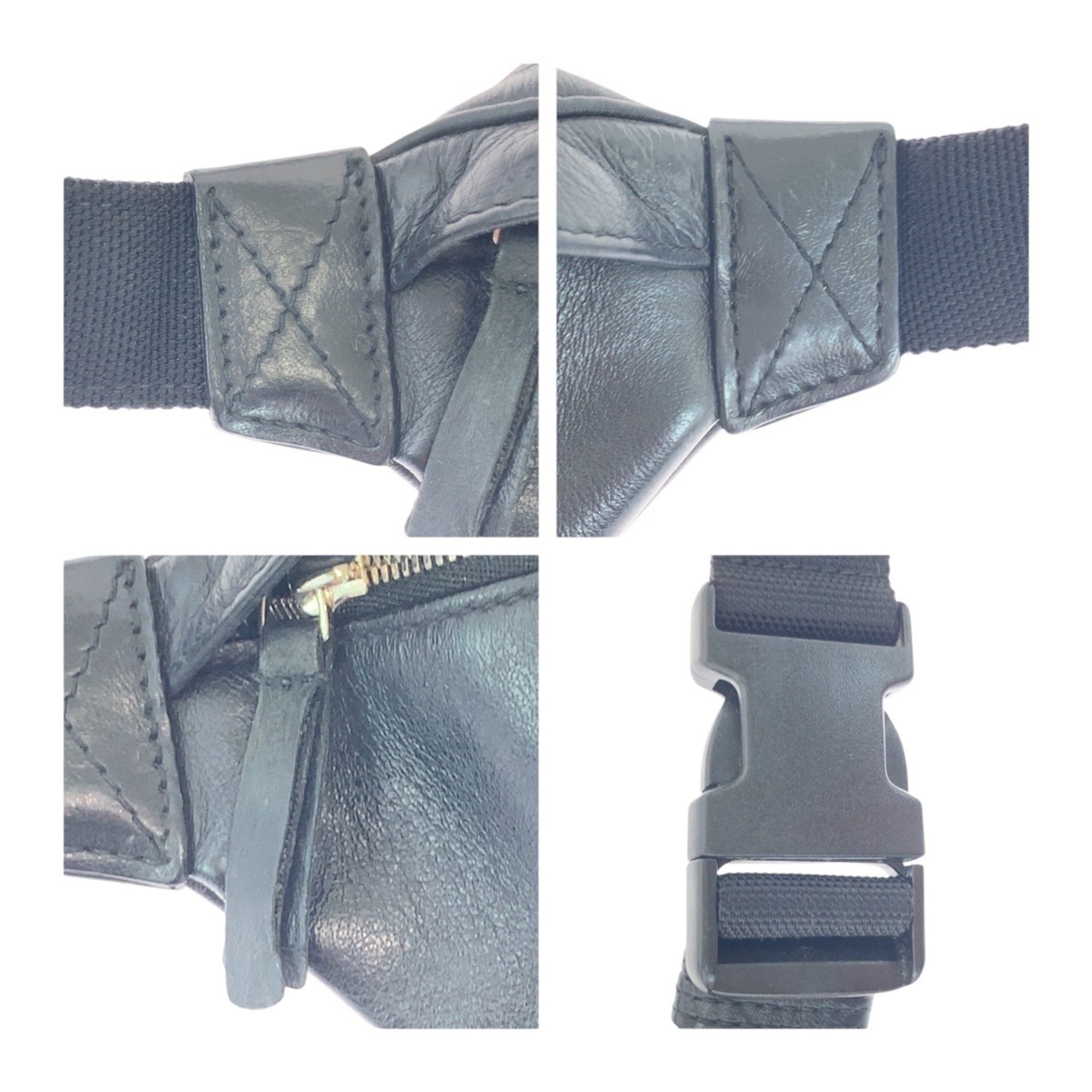Balenciaga Black Leather Fanny Pack Sling Bag (Pre-Owned)