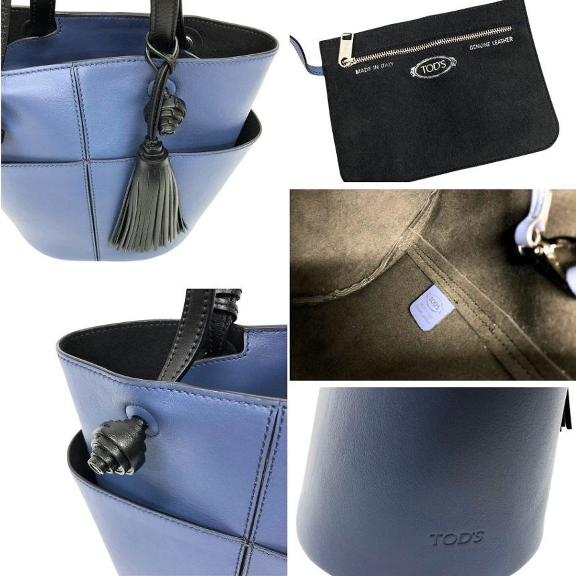 Tod's Blue Leather Tote Bag (Pre-Owned)