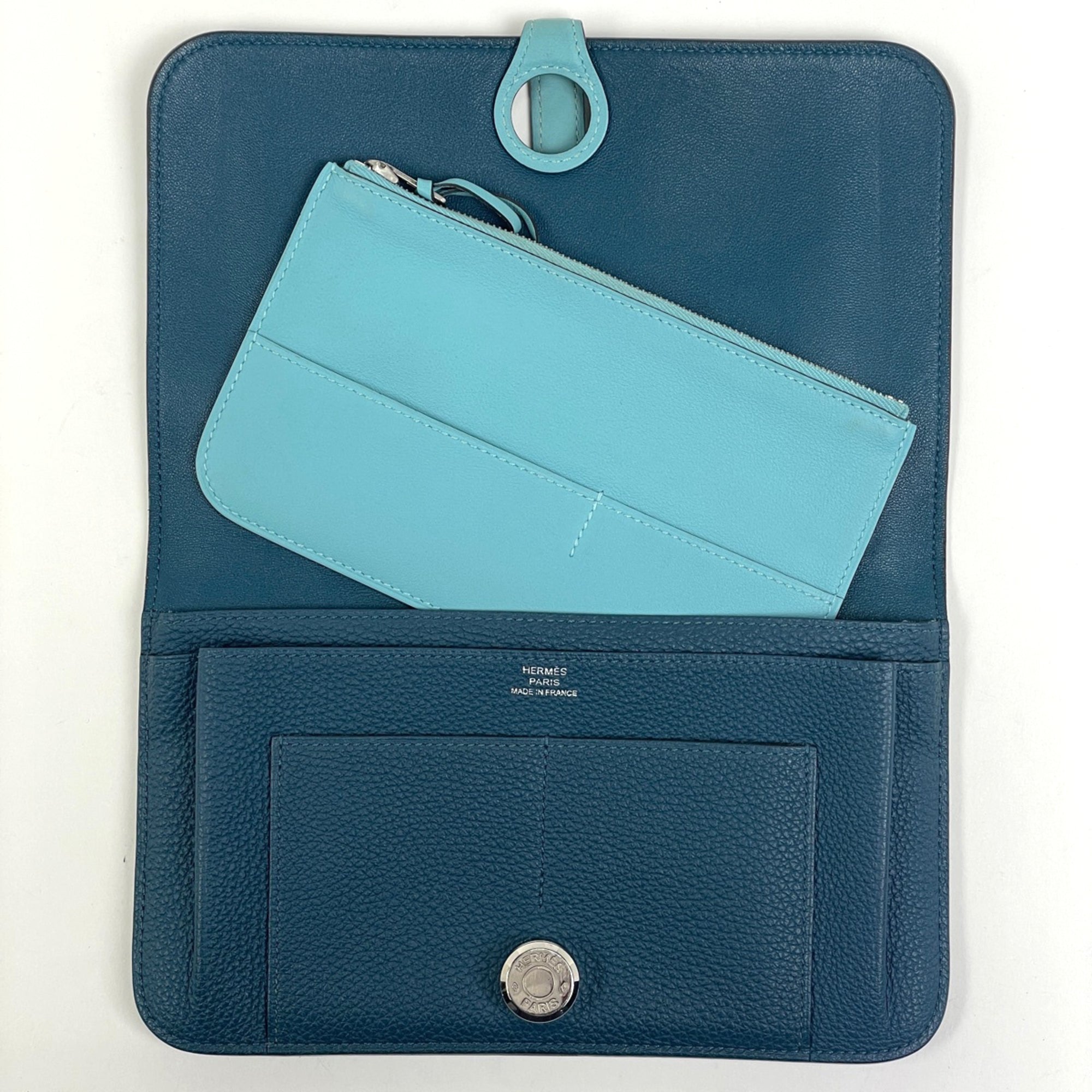 Hermes Blue Jean Togo Leather Swift Leather Wallet (Bi-Fold) (Pre-Owned)