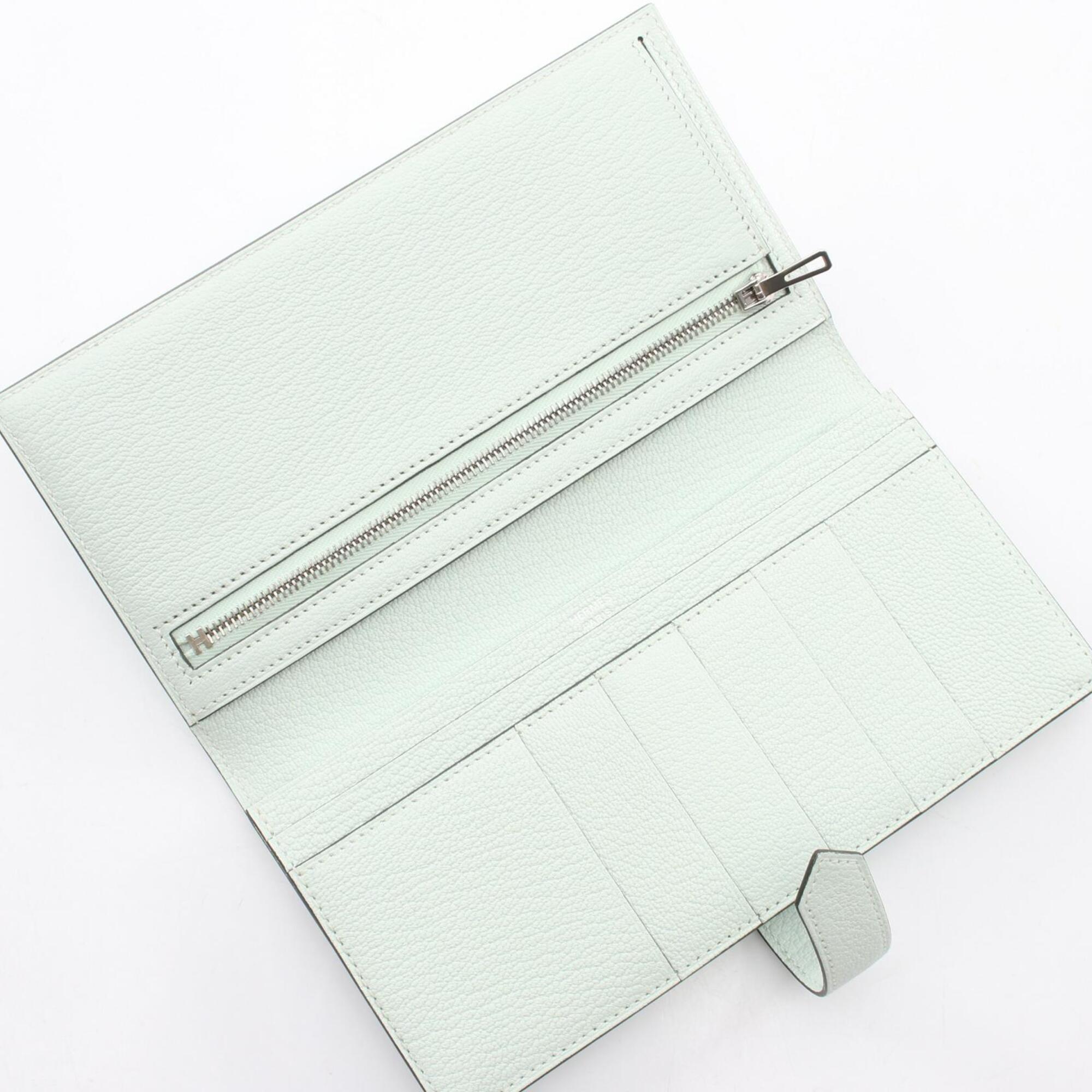 Hermes Green Chevre Leather Leather Long Wallet (Bi-Fold) (Pre-Owned)