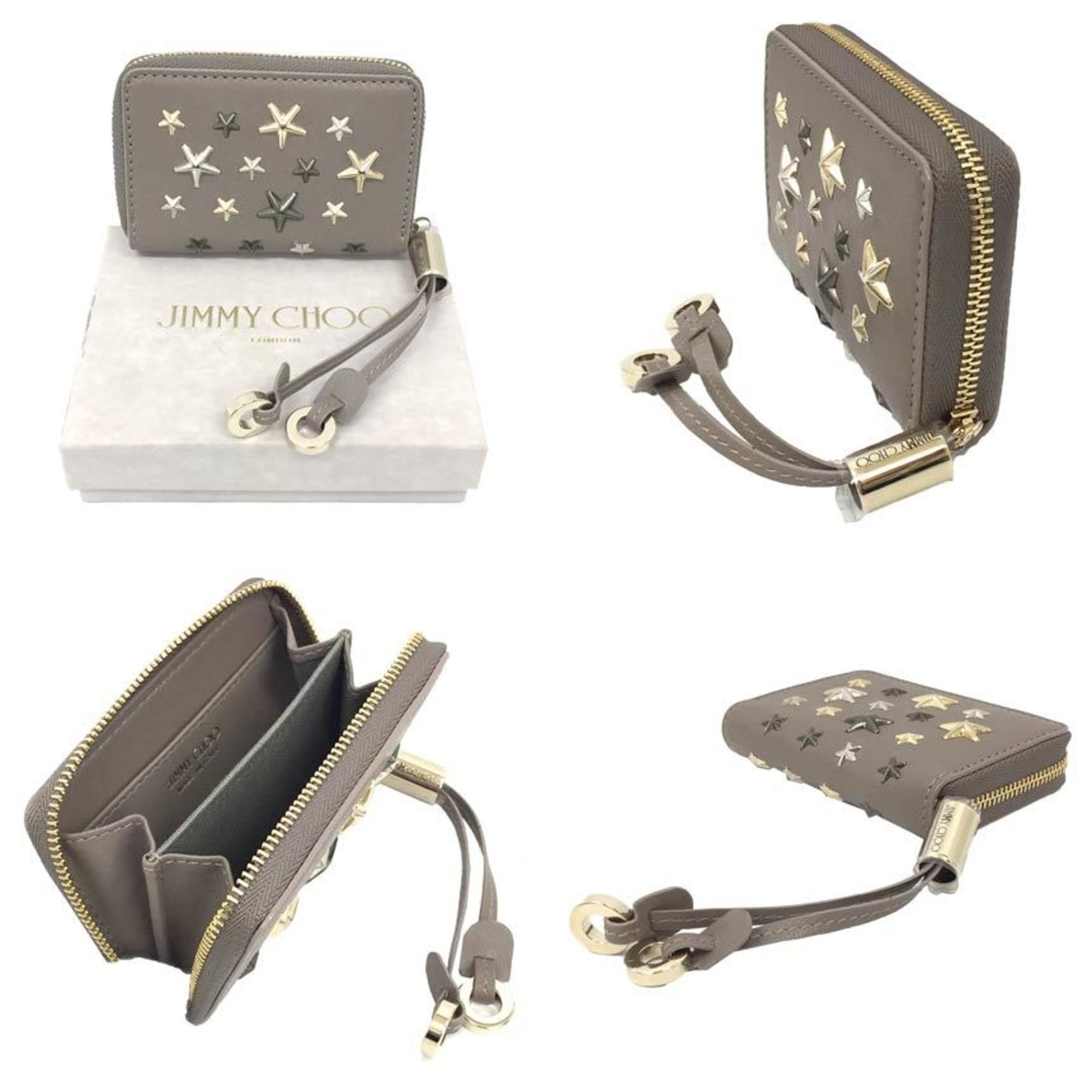 Jimmy Choo Grayish Metallic Leather Coin Purse/Coin Case (Pre-Owned)