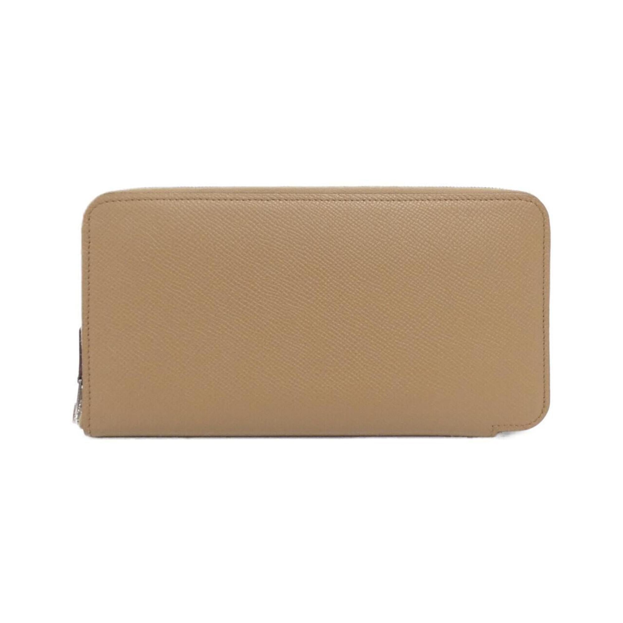 Hermes Brown Epsom Leather Silk Long Wallet (Bi-Fold) (Pre-Owned)