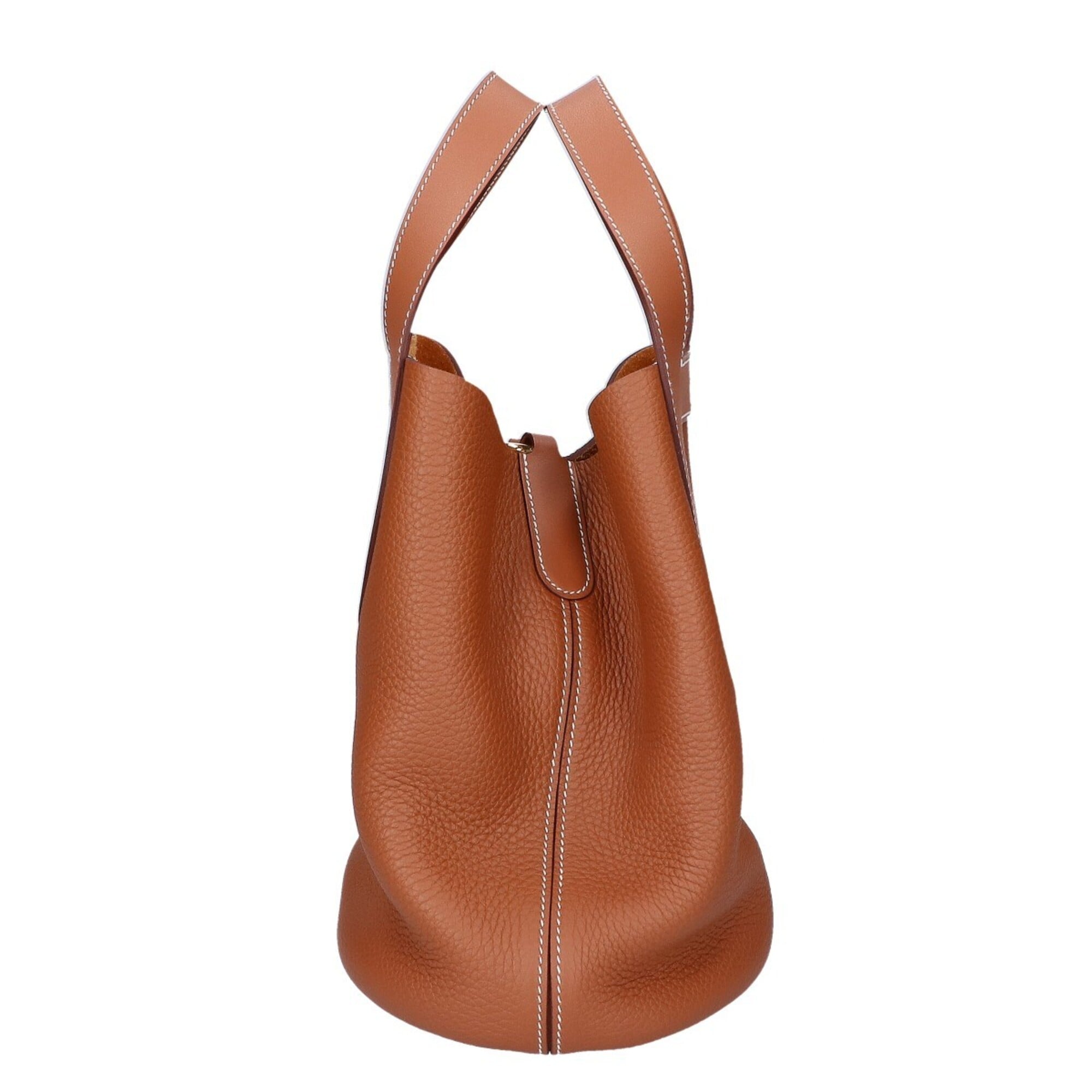 Hermes Gold Taurillon Clemence Leather Handbag (Pre-Owned)