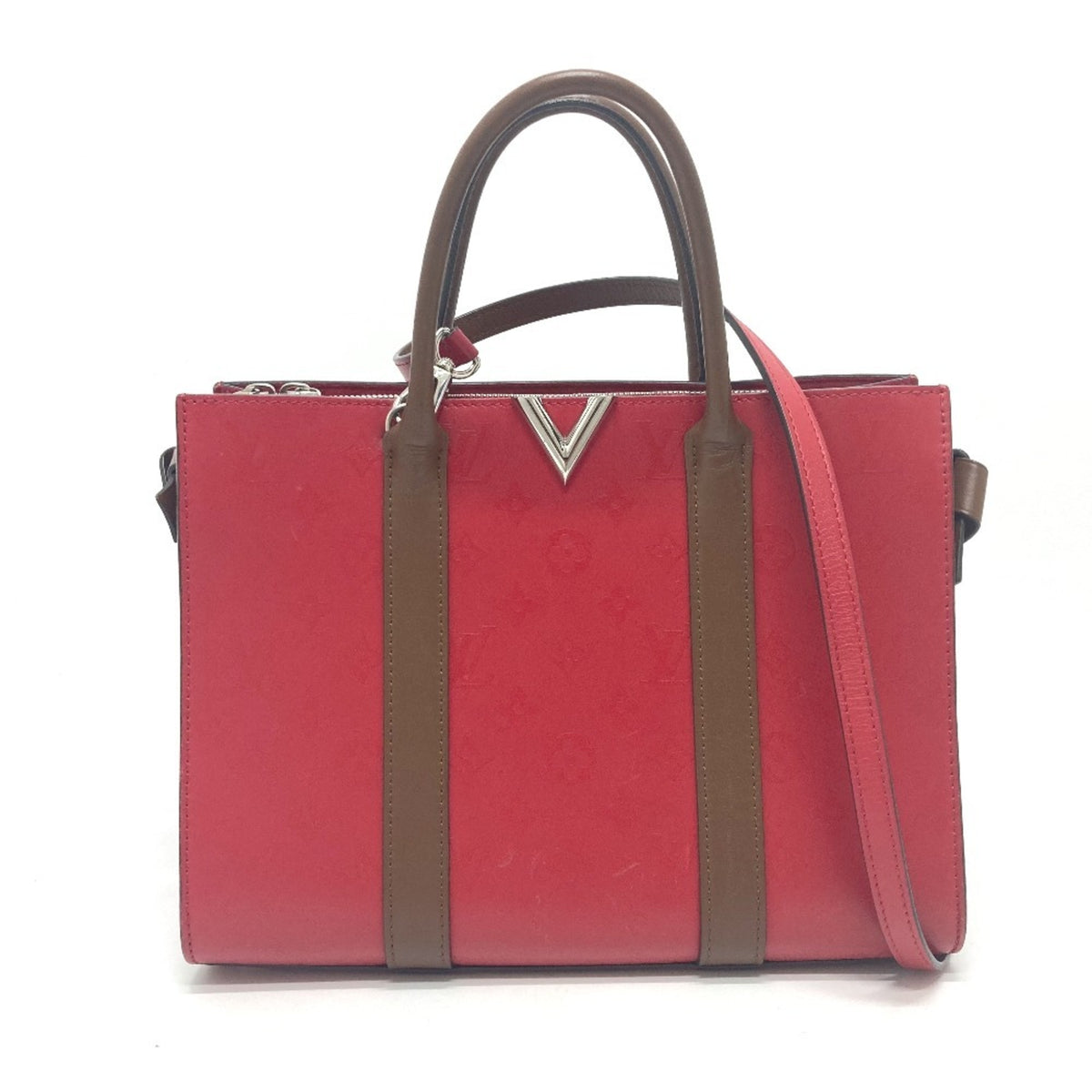 Louis Vuitton Red Color Leather Tote Bag (Pre-Owned)