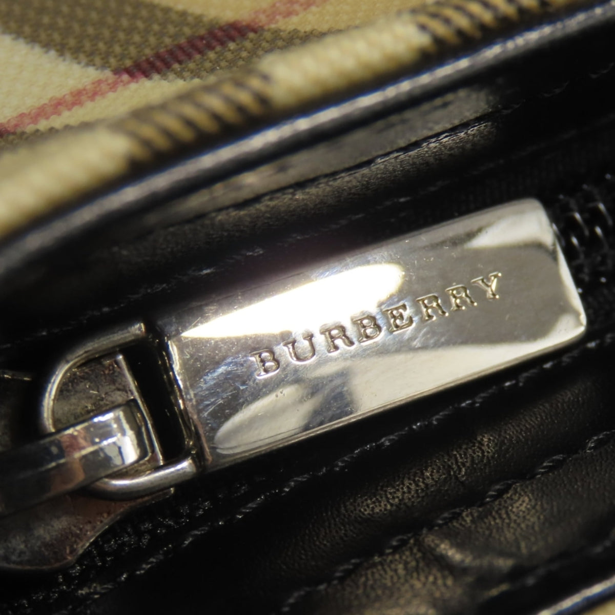 Burberry Beige Black Pvc Leather Tote Bag (Pre-Owned)