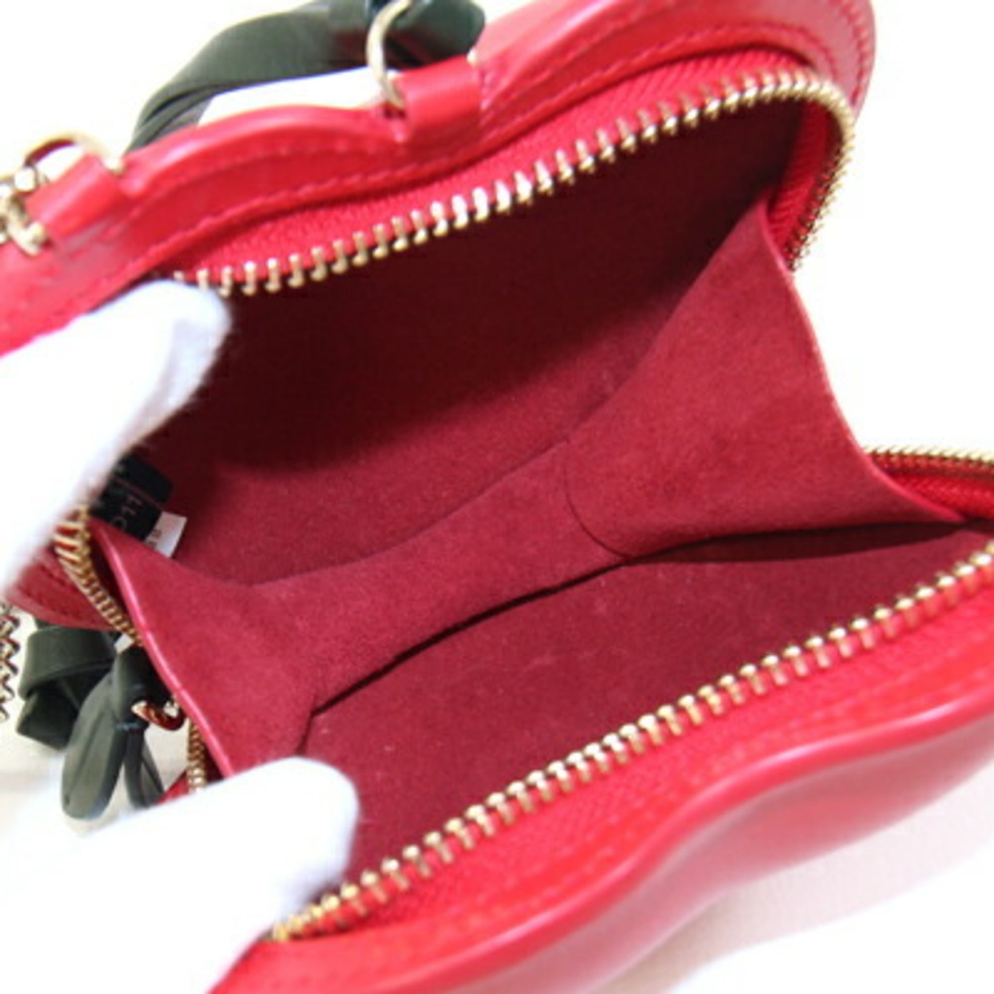 Kate Spade Dark Green Red Color Leather Pochette Shoulder Bag (Pre-Owned)