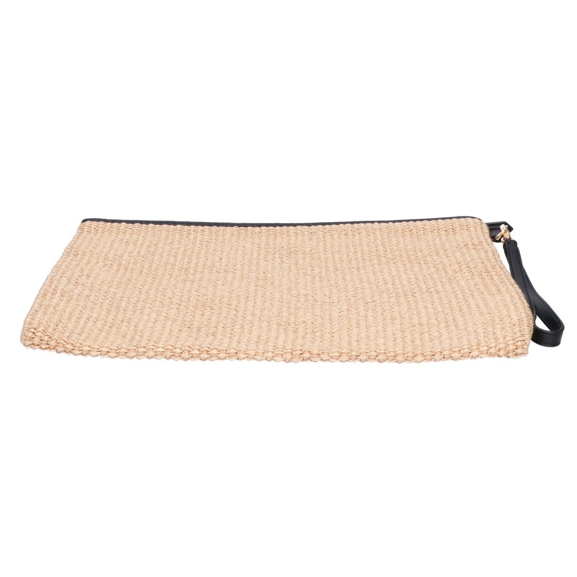 Fendi Beige Black Raffia Clutch Bag (Pre-Owned)