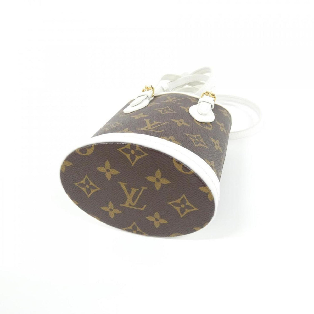 Louis Vuitton Blanc Marron Coated Canvas Leather Handbag Pouch (Pre-Owned)