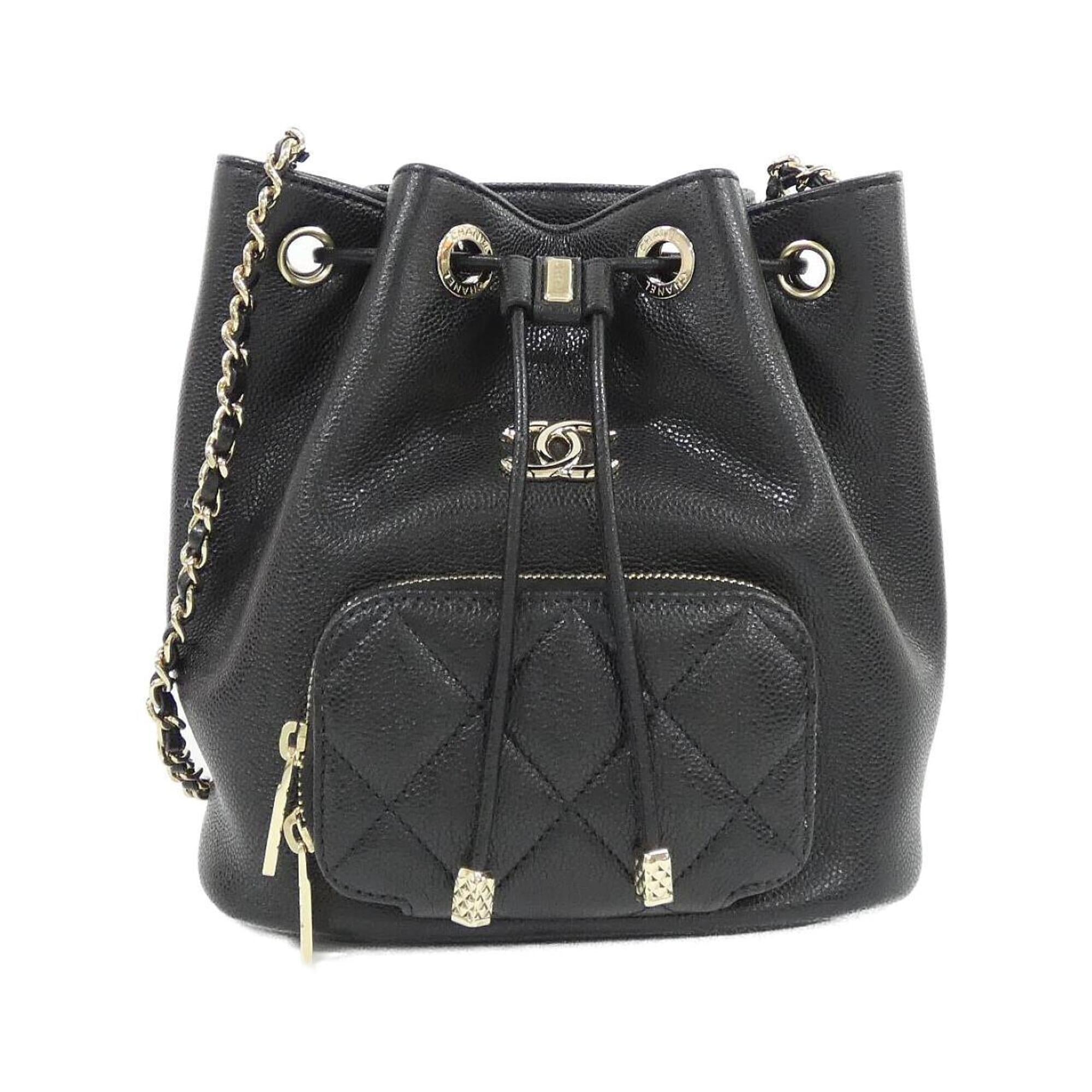Chanel Black Grained Calfskin Shoulder Bag (Pre-Owned)