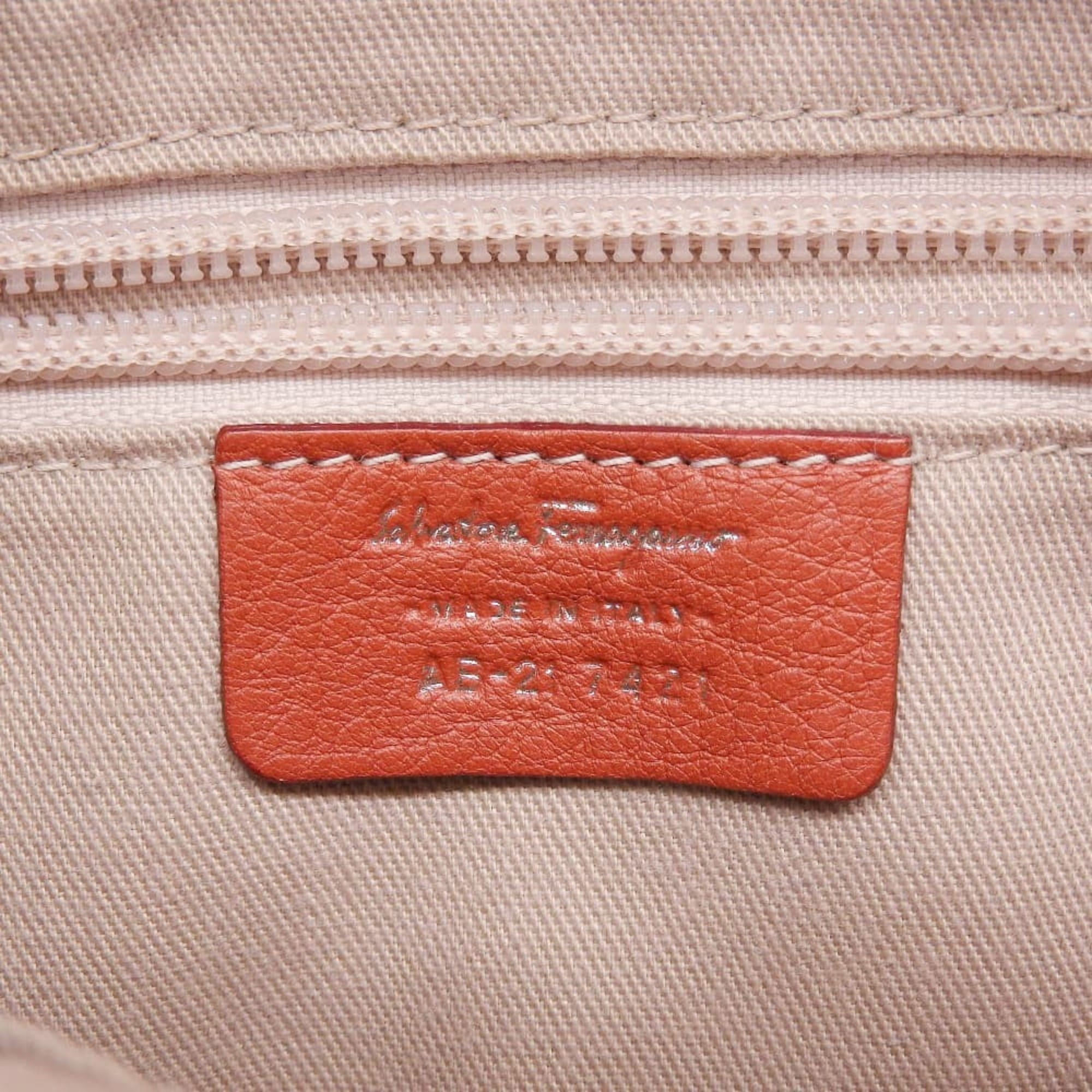 Salvatore Ferragamo Orange Leather Handbag Shoulder Bag (Pre-Owned)