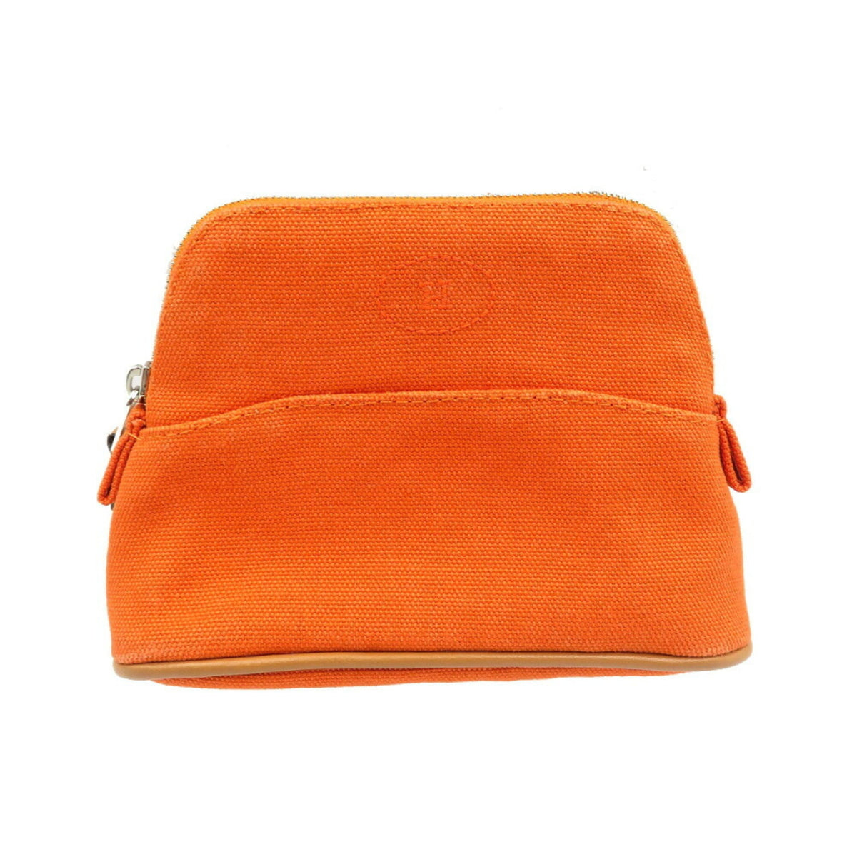 Hermes Beige Orange Cotton Leather Pouch (Pre-Owned)