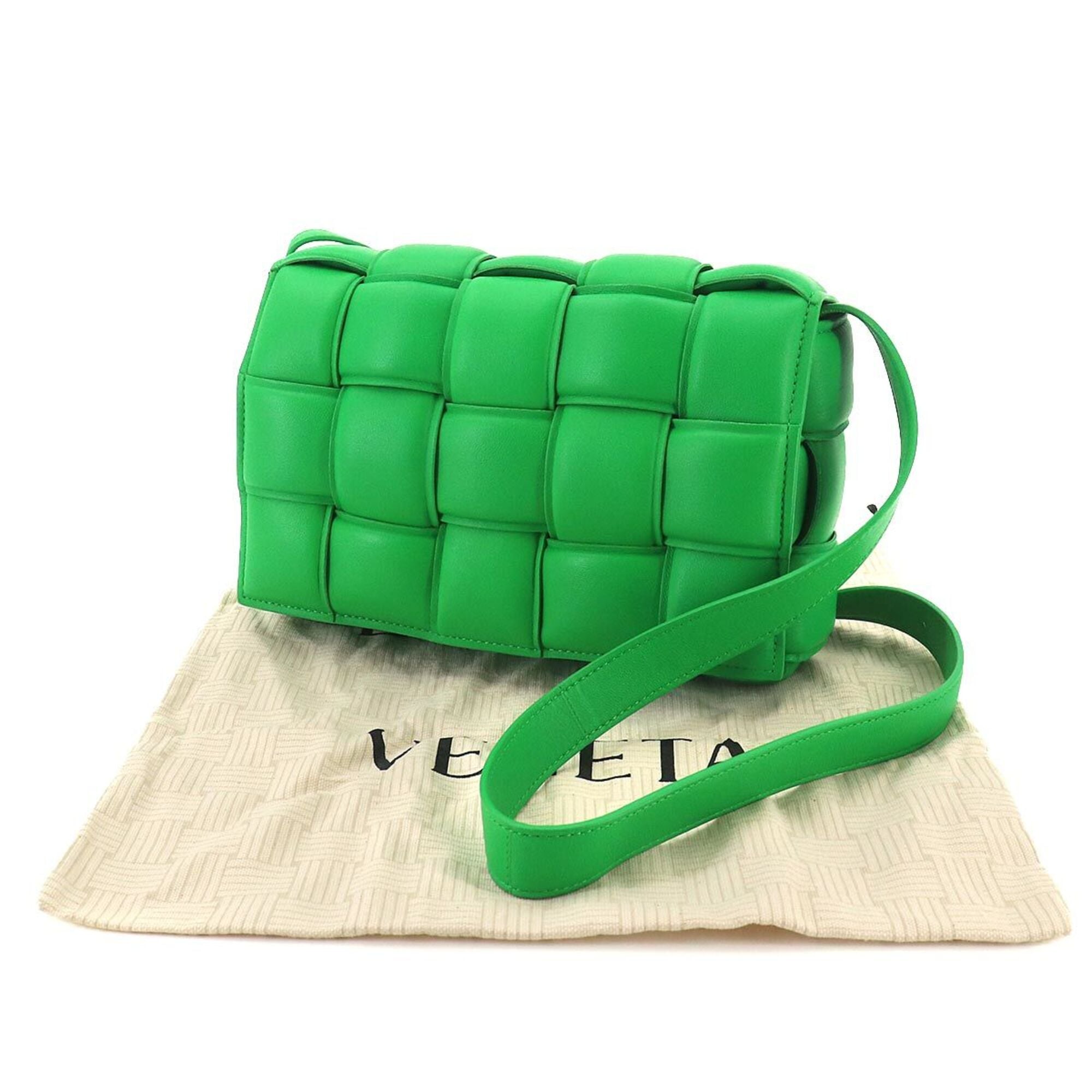Bottega Veneta Green Leather Handbag Shoulder Bag (Pre-Owned)