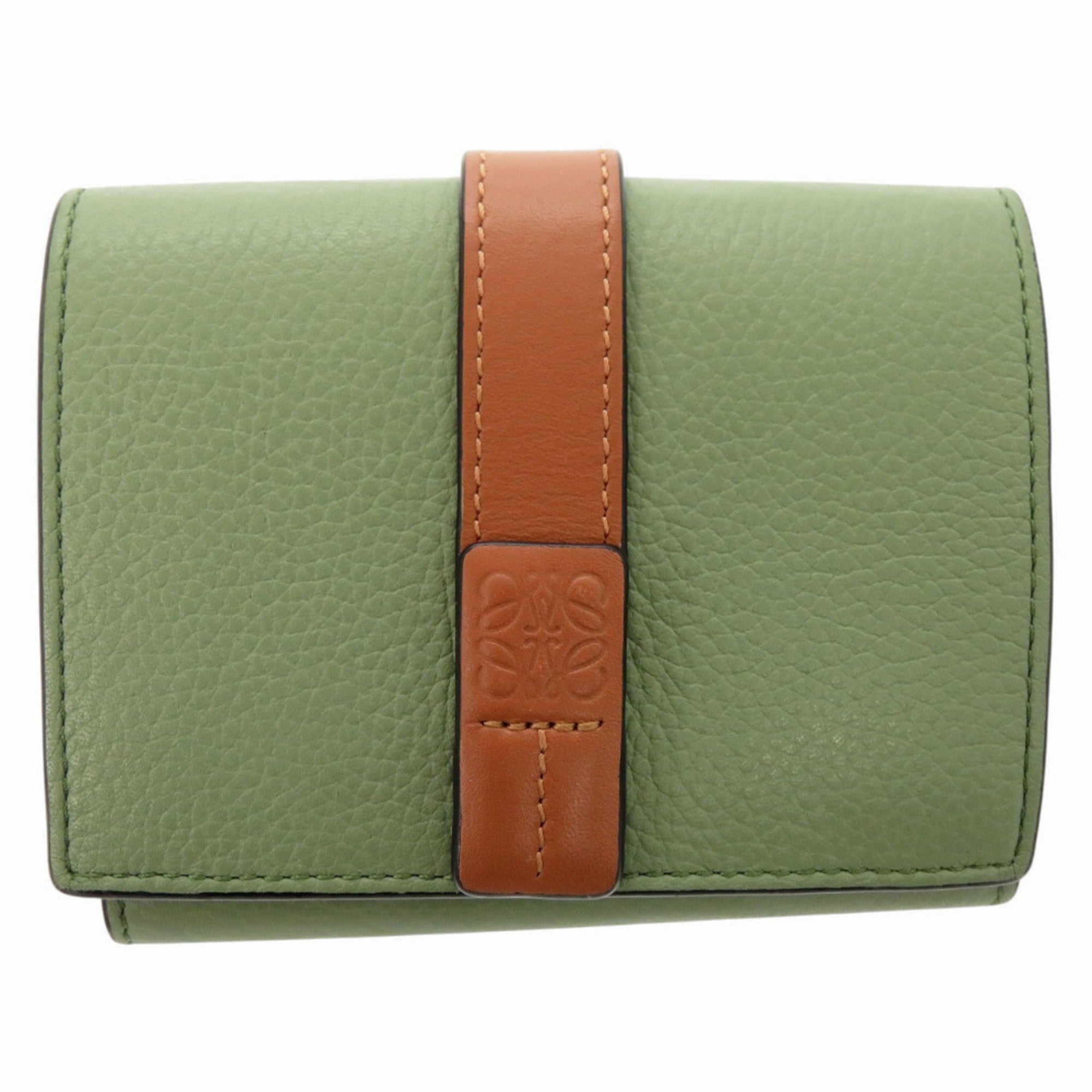 Loewe Brown Green Leather Wallet (Tri-Fold) (Pre-Owned)