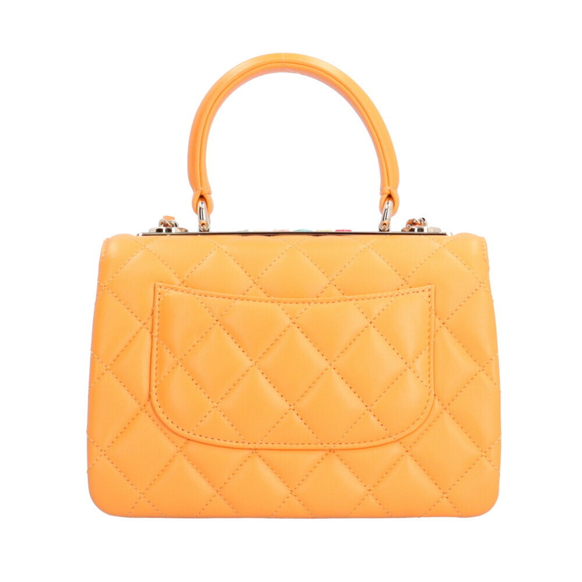 Chanel Matelasse Orange Leather Shoulder Bag (Pre-Owned)