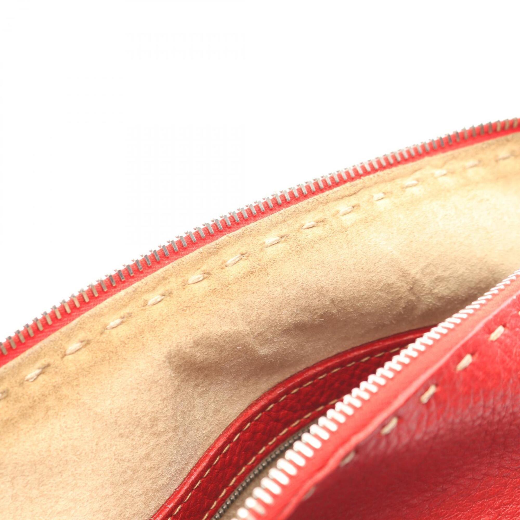 Fendi Red Color Leather Handbag Shoulder Bag (Pre-Owned)