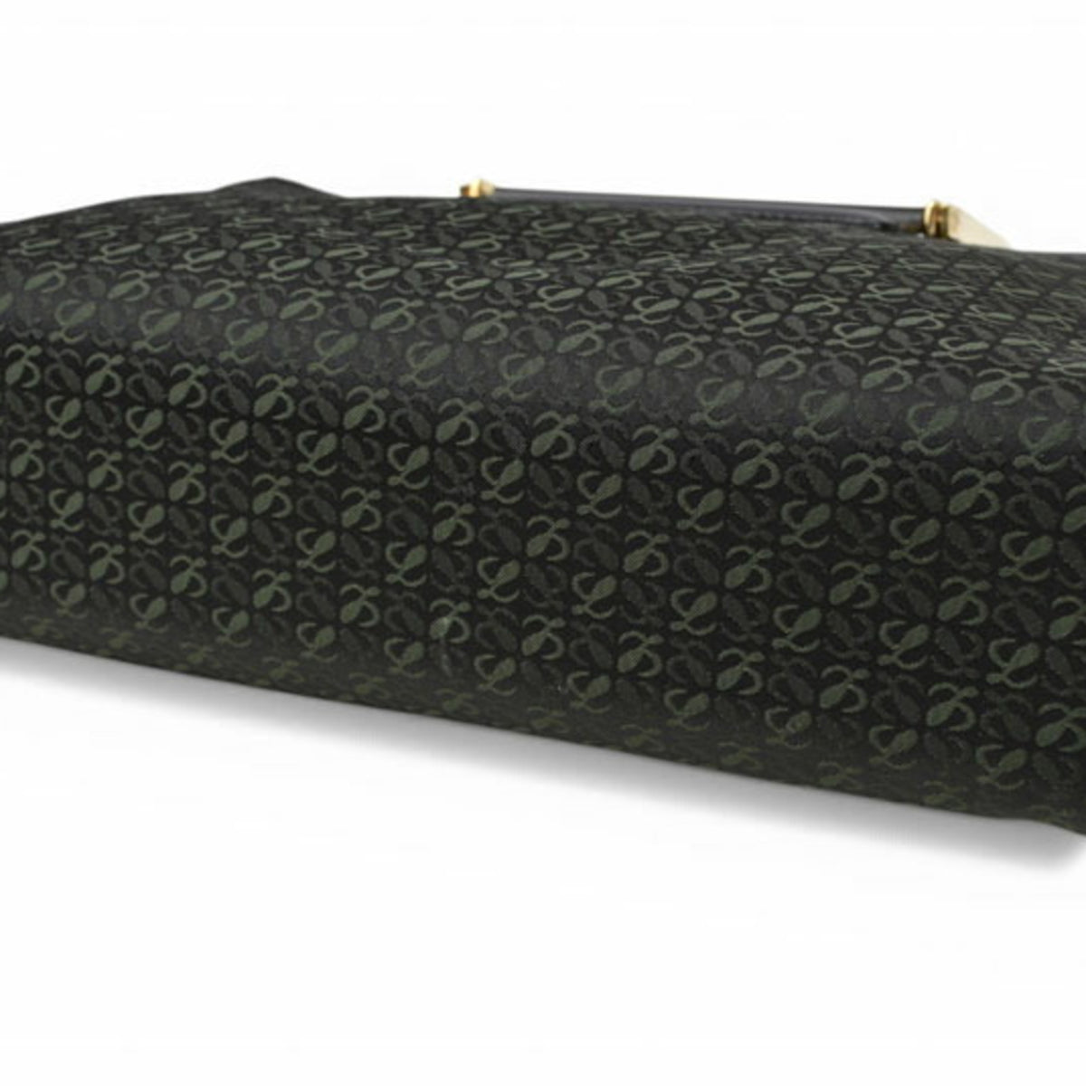 Loewe Black Green Leather Canvas Handbag (Pre-Owned)