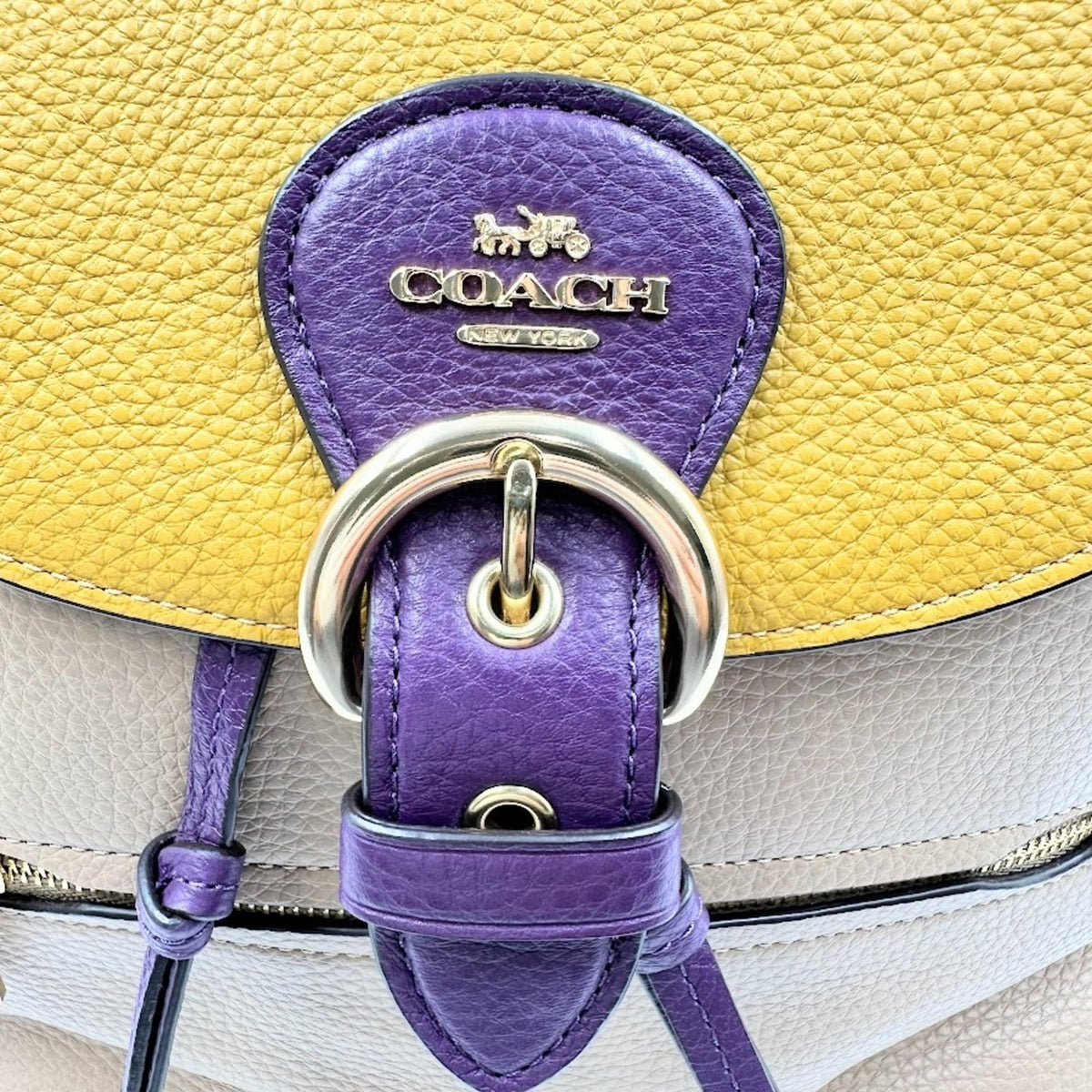 Coach Beige Yellow Leather Backpack (Pre-Owned)
