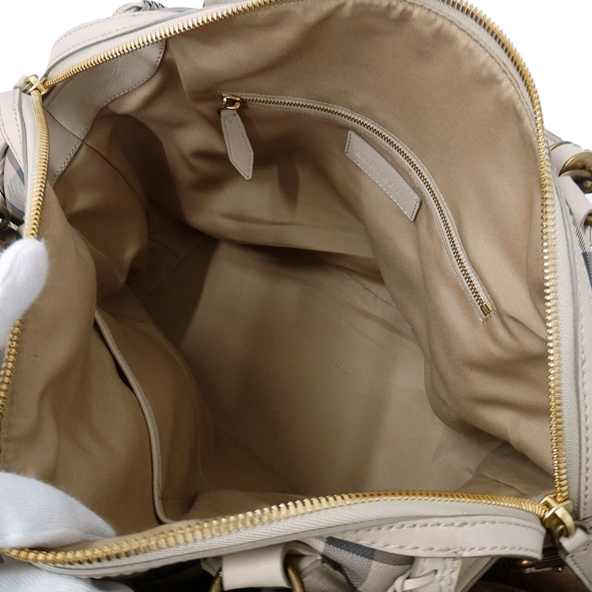 Burberry Beige Leather Handbag Shoulder Bag (Pre-Owned)