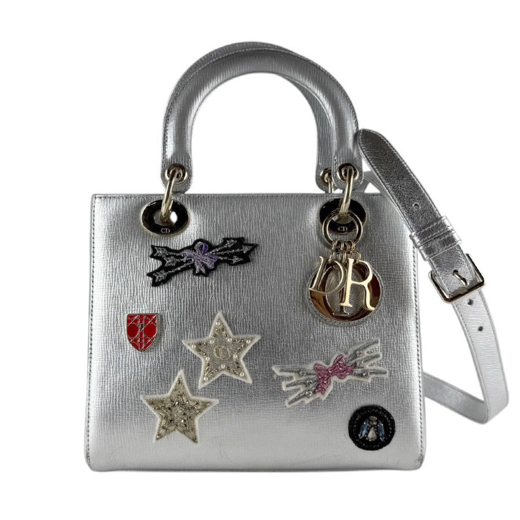 Christian Dior Multi-Color Silver Leather Handbag Shoulder Bag (Pre-Owned)