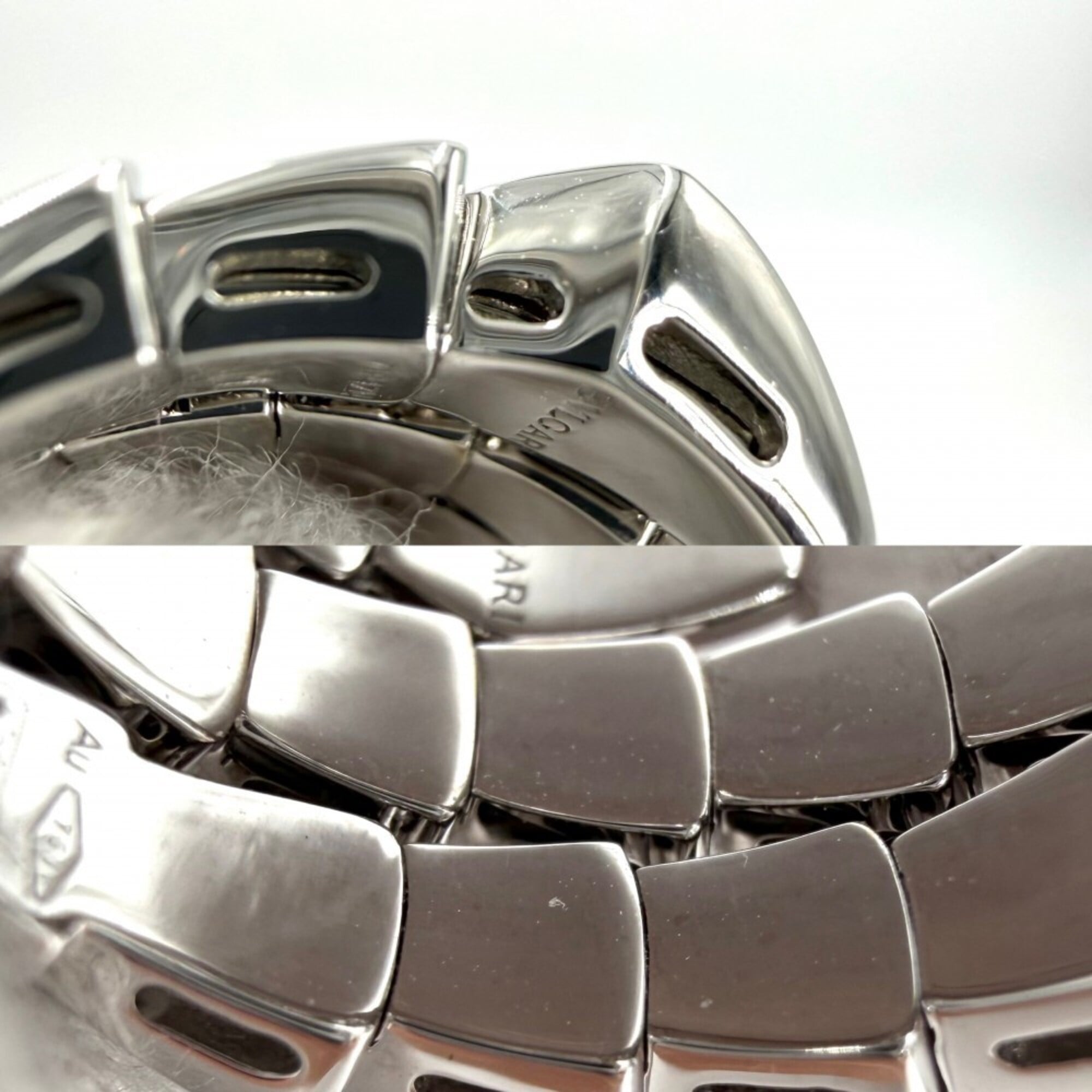 Bvlgari Serpenti Silver White Gold (18K) Band Ring (Pre-Owned)