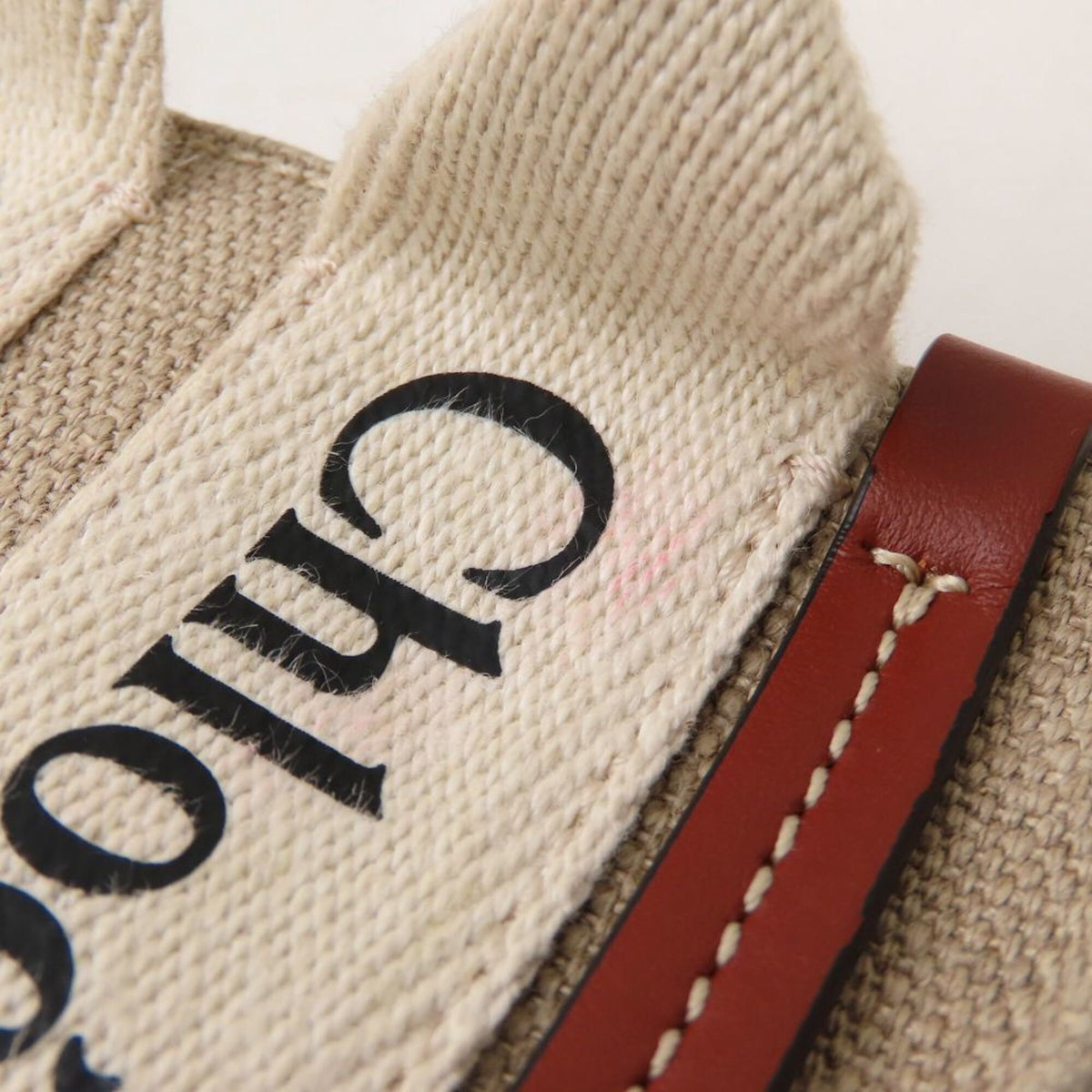 Chloé Brown White Linen Leather Shoulder Bag (Pre-Owned)