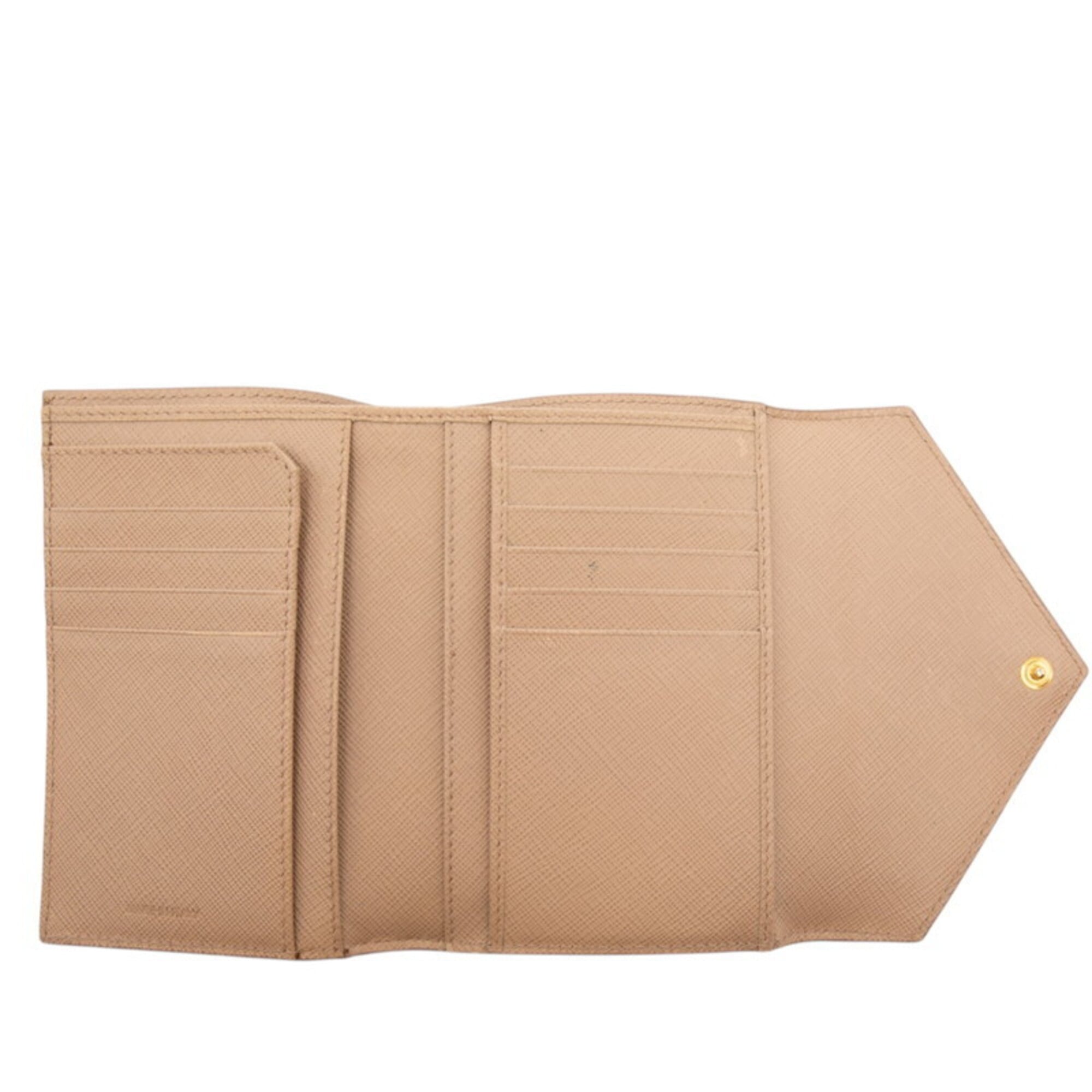 Prada Beige Leather Wallet (Tri-Fold) (Pre-Owned)