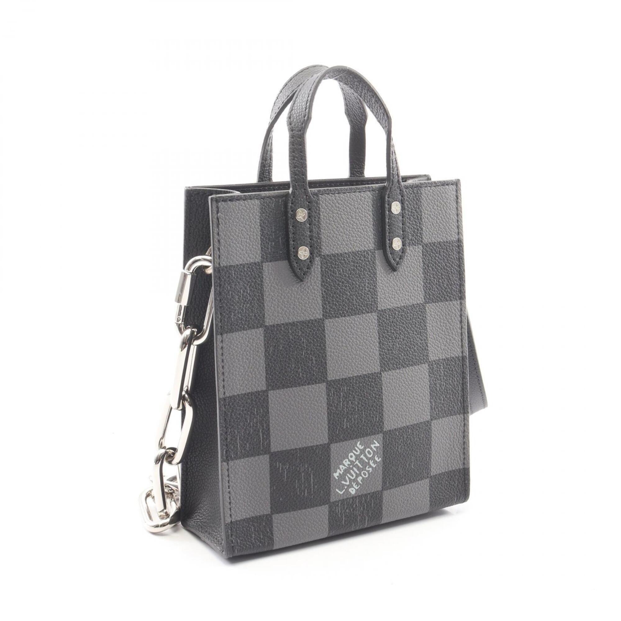 Louis Vuitton Black Damier Canvas Noir Leather Handbag (Pre-Owned)
